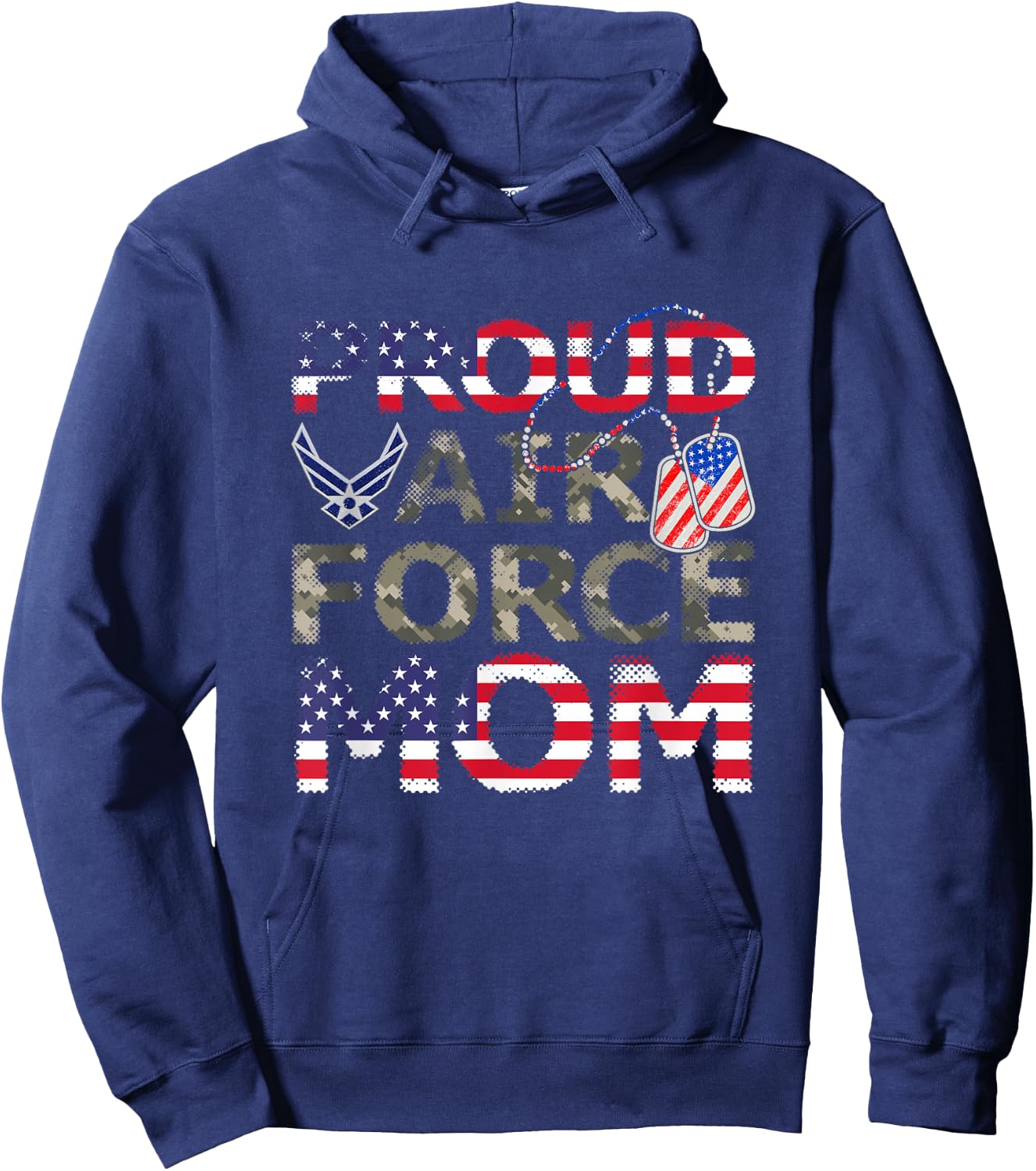 Proud Air Force Mom American Veteran Military Hoodie - Hoodie | Navy