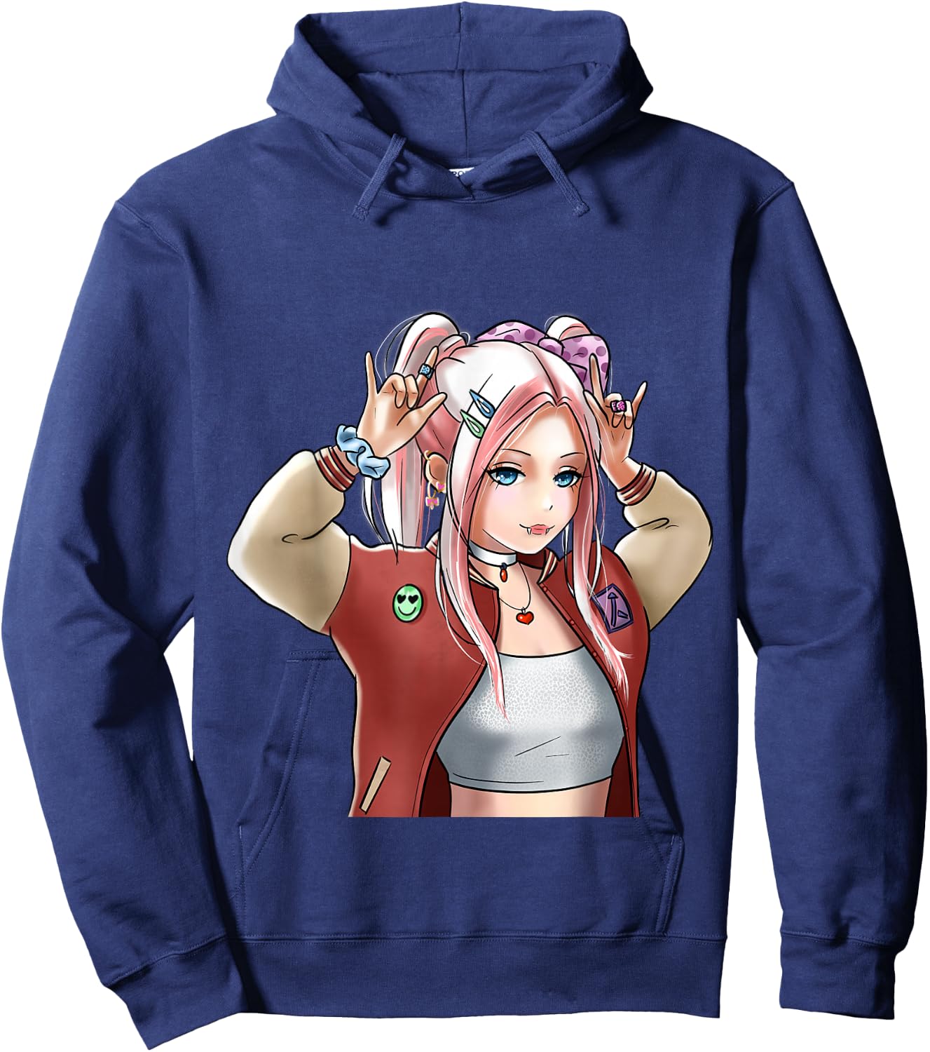 Anime Girl | Otaku Kawaii | Japanese Art Anime Hoodie - Hoodie | Navy