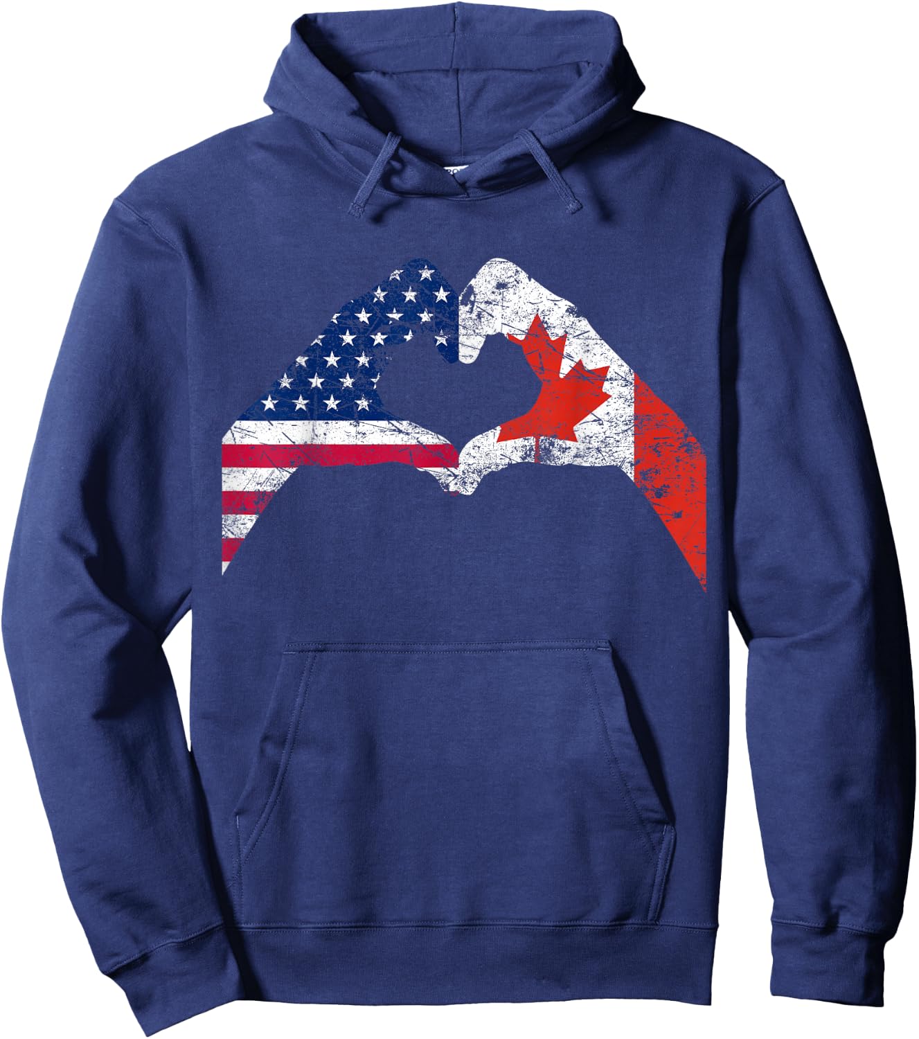 Love America Canada Flag US EH Vintage Hoodie - Hoodie | Navy