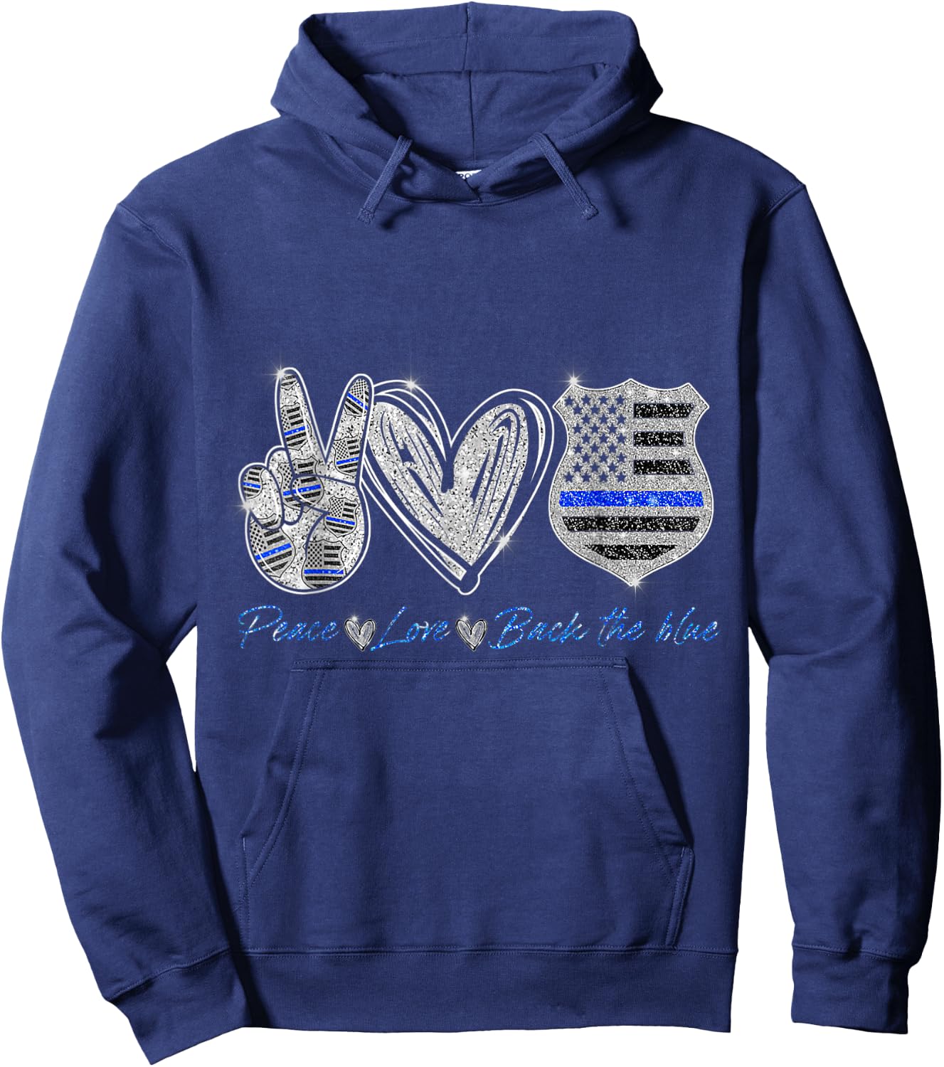 Peace Love Back The Blue Shirt Police Officer Hoodie - Hoodie | Navy