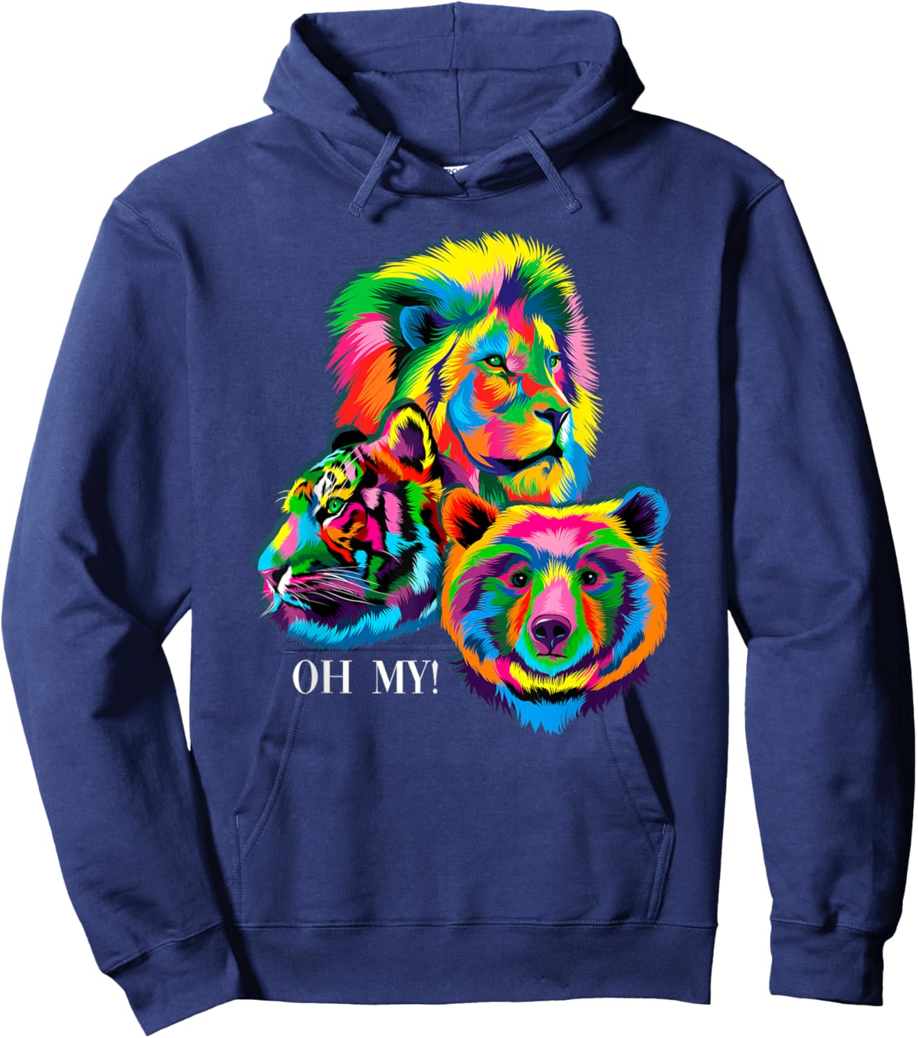 Colorful Lion, Tiger, Bear, Oh My! Hoodie - Hoodie | Navy