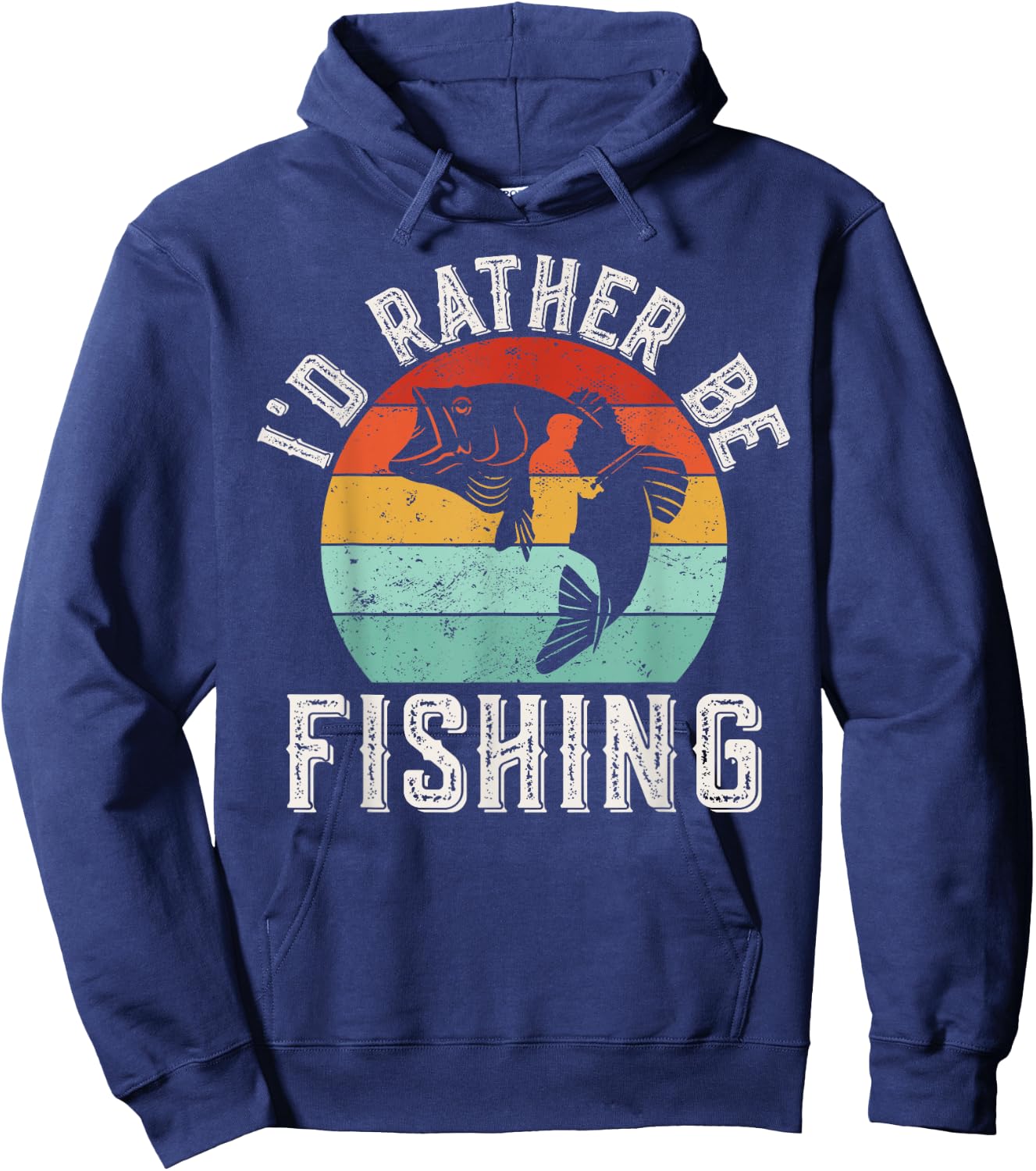 I'd Rather Be Fishing Retro Vintage Fishing Hoodie - Hoodie | Navy