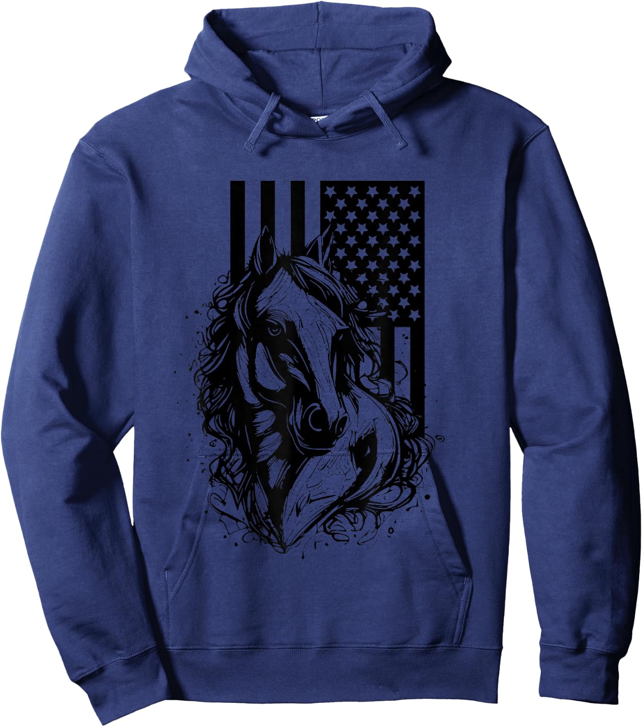 American Flag Horseback Riding Apparel - Horse Hoodie - Hoodie | Navy