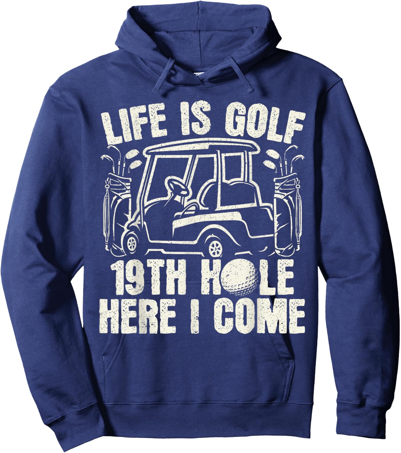 19th Hole Golf Humor Distressed Hoodie - Hoodie | Navy