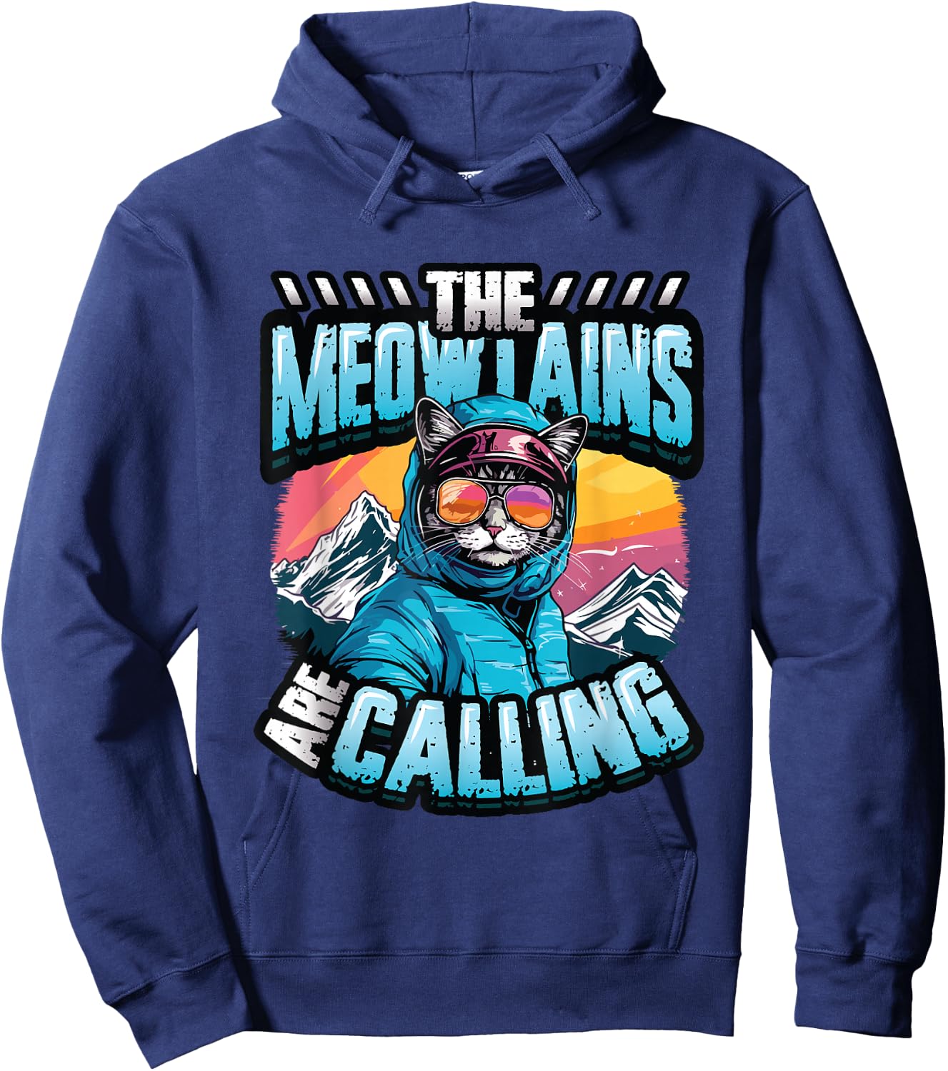 The Meowtains Are Calling Snowboard Cat Skiing Hoodie - Hoodie | Navy