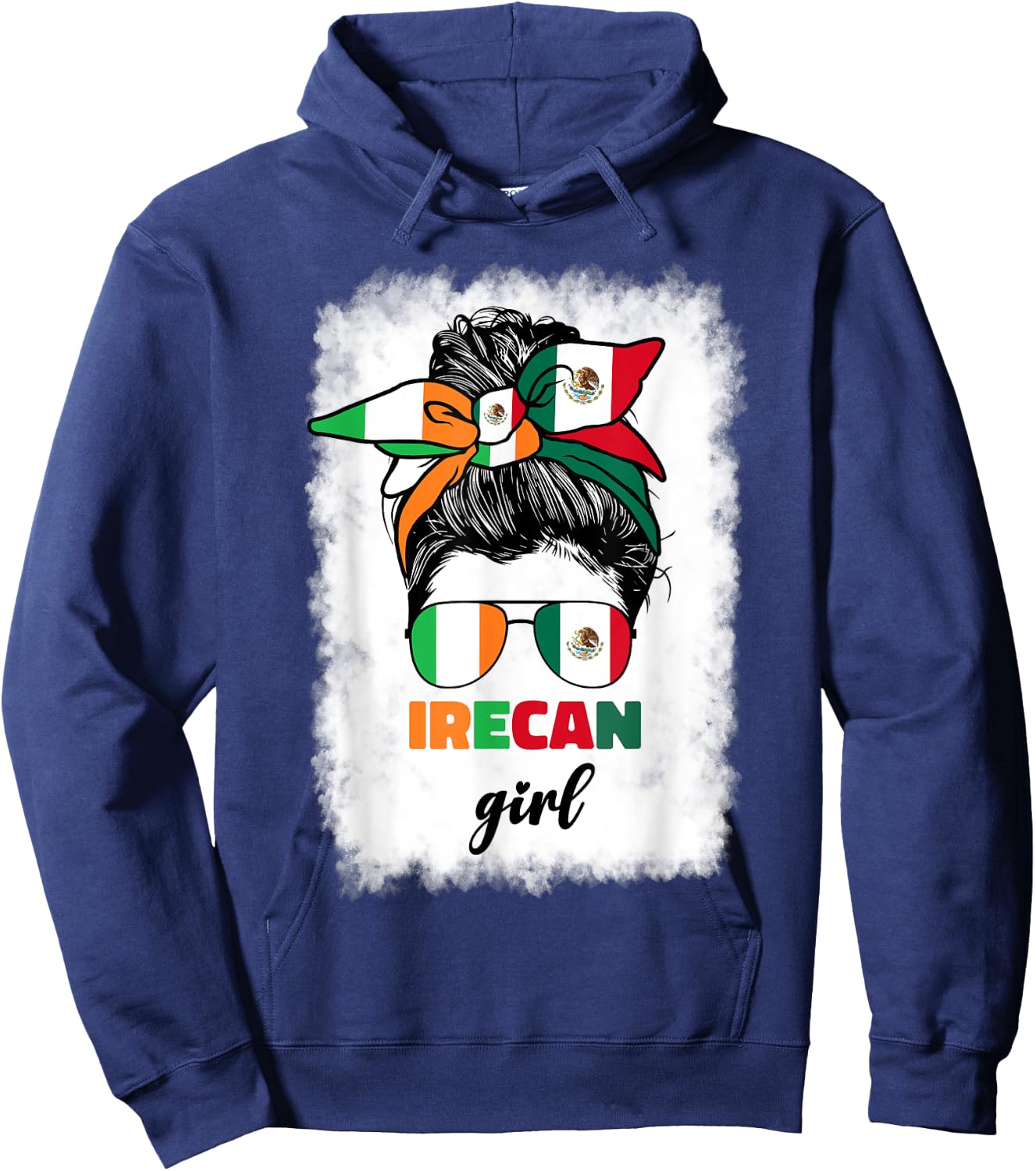 Half Mexican And Irish Mexico Ireland Flag Girl Hoodie - Hoodie | Navy