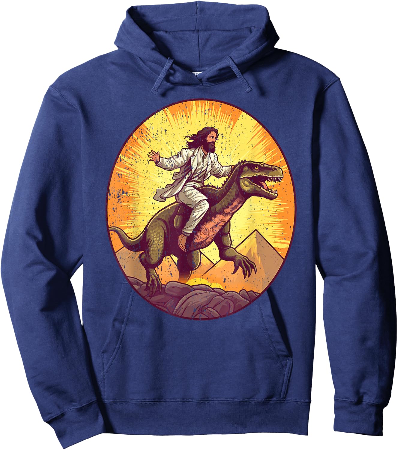 Jesus Riding T-Rex I Jesus Christ On Dinosaur Hoodie - Hoodie | Navy
