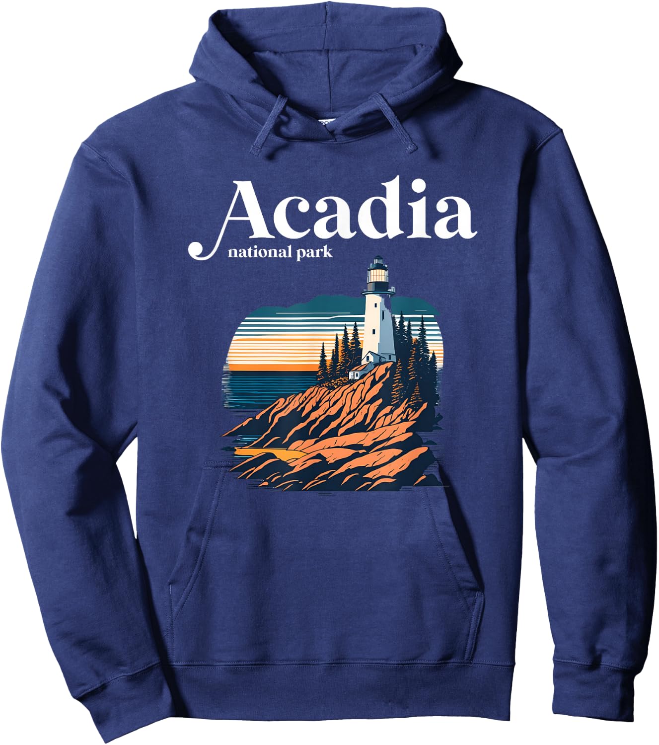 Acadia National Park Maine Retro Style Hoodie - Hoodie | Navy
