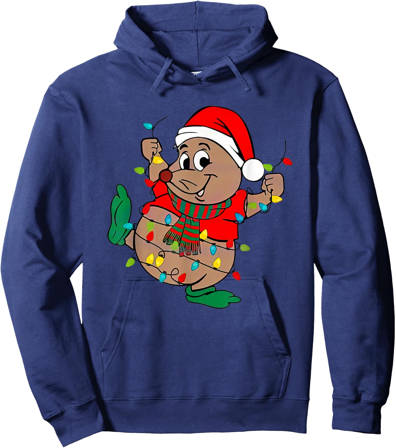 Cute Santa Gus Christmas Lights Hoodie - Hoodie | Navy