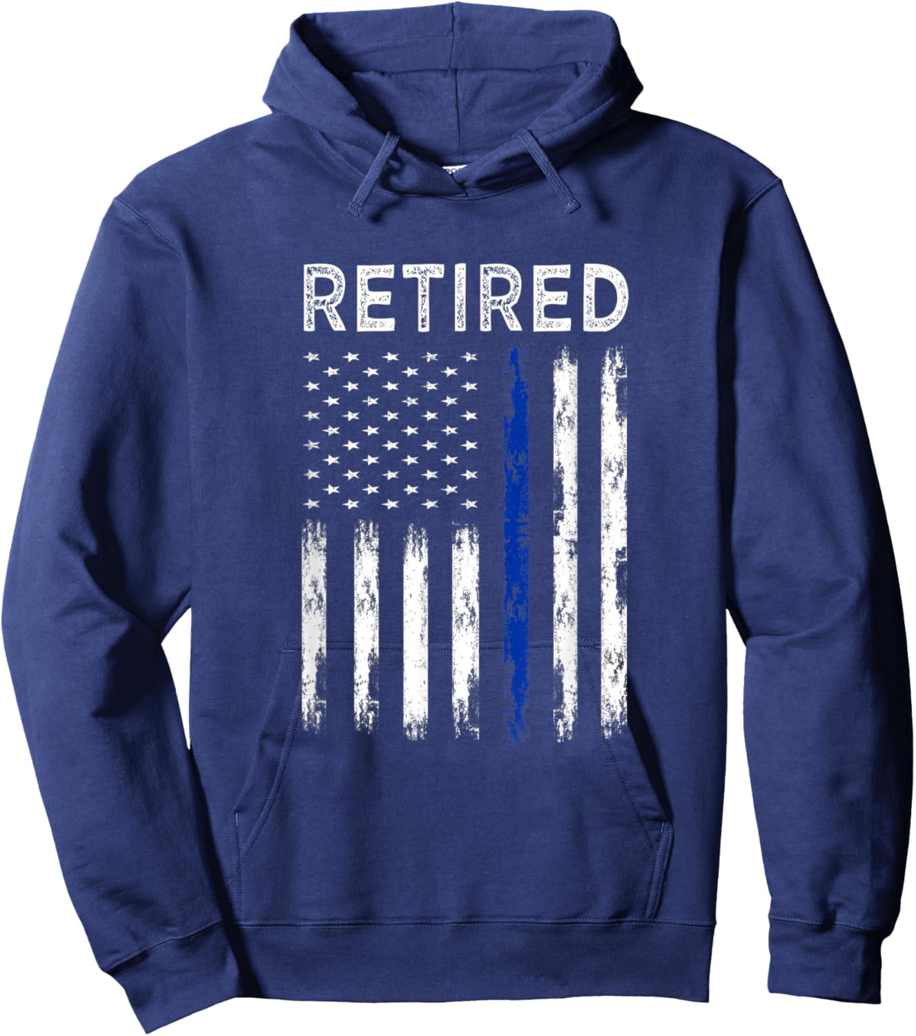 Retired Police officer with American Flag Hoodie - Hoodie | Navy