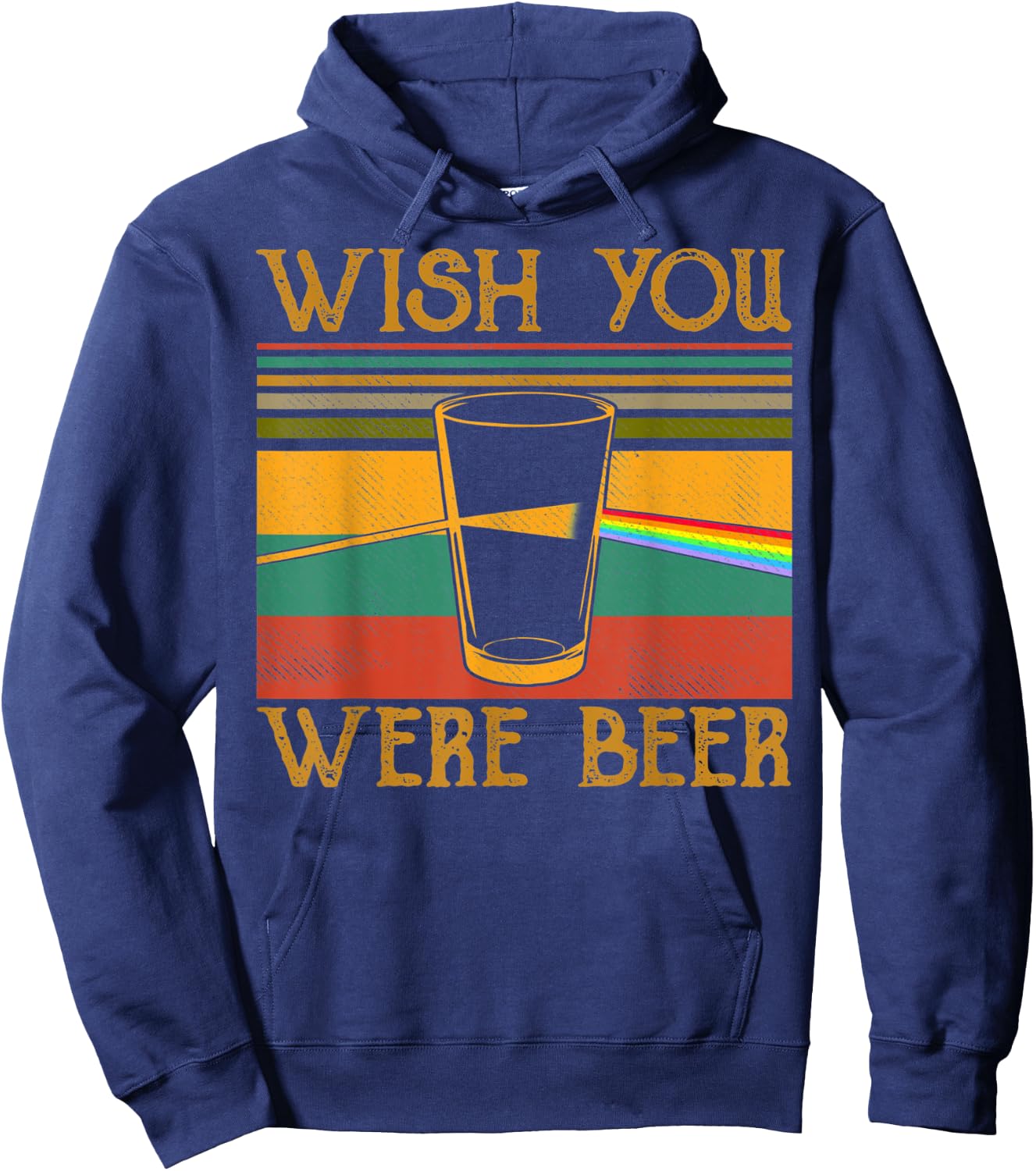 Wish You Were Beer Vintage Retro Funny Hoodie - Hoodie | Navy