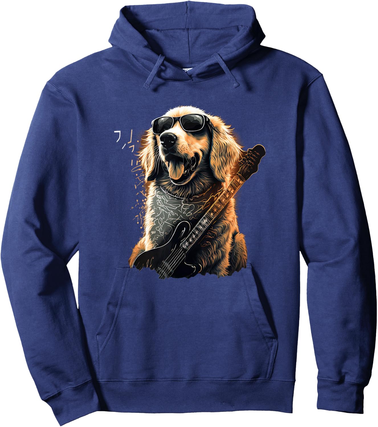Funny Golden Retriever Rock & Roll music guitar Hoodie - Hoodie | Navy