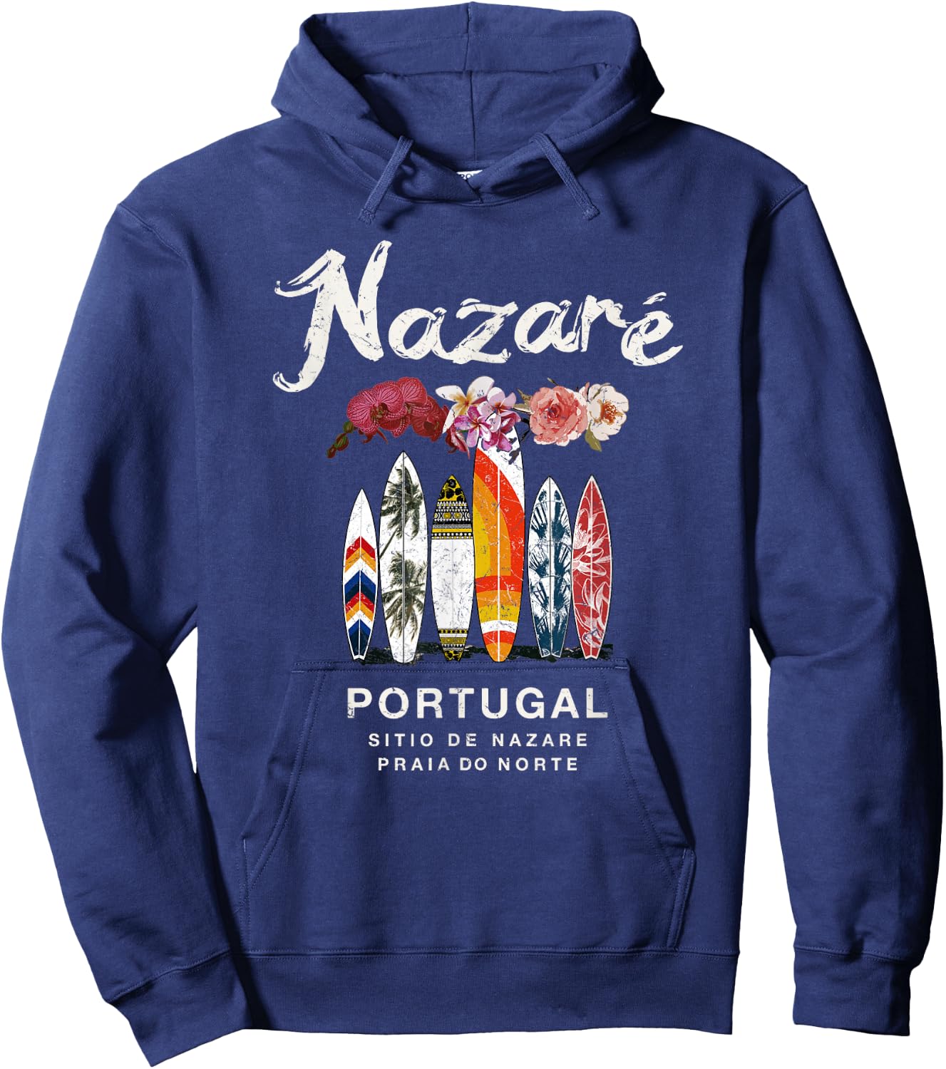 Nazare Portugal Surfing Vintage Hoodie - Hoodie | Navy