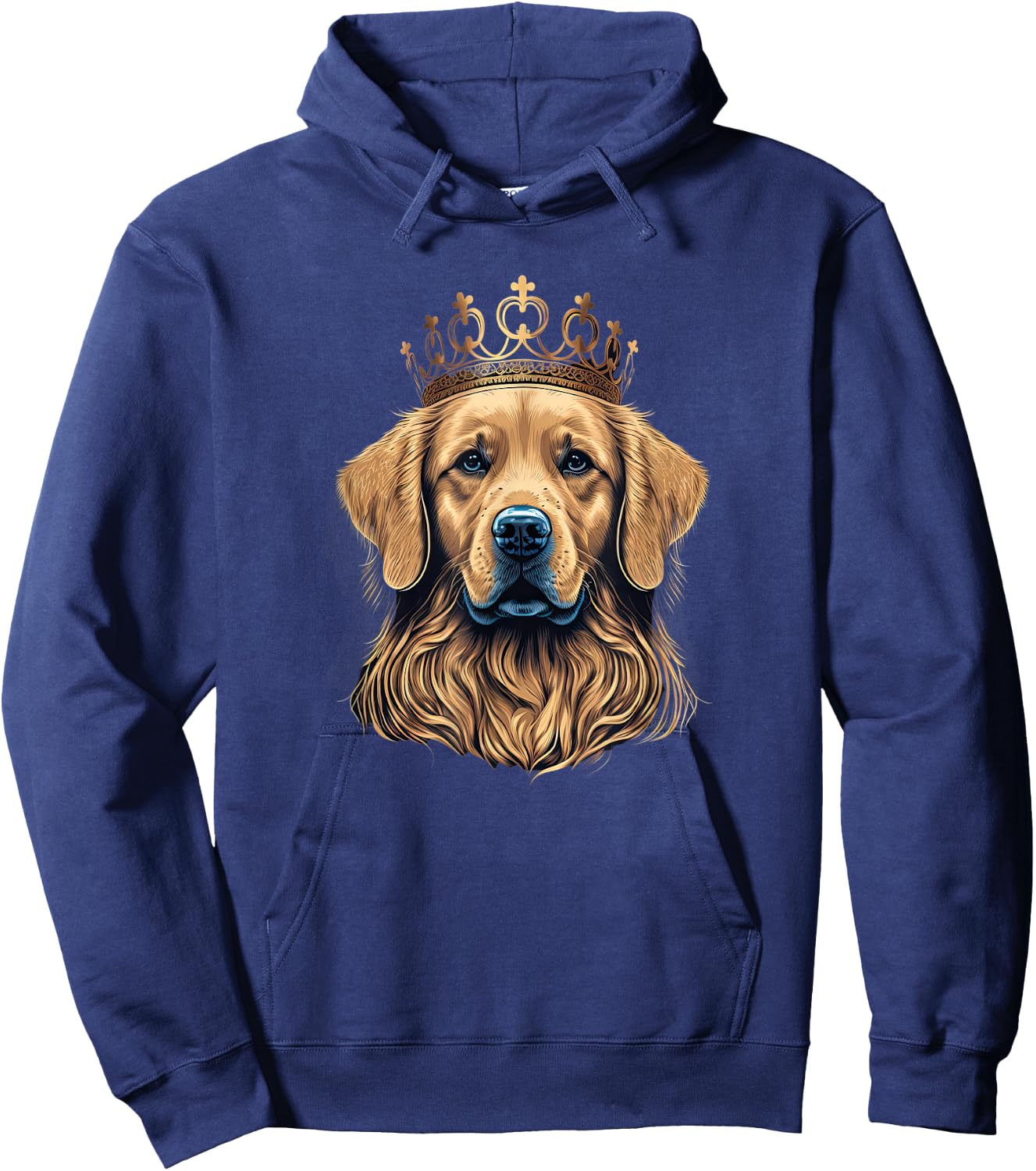 Funny Golden Retriever with a Golden Crown Hoodie - Hoodie | Navy