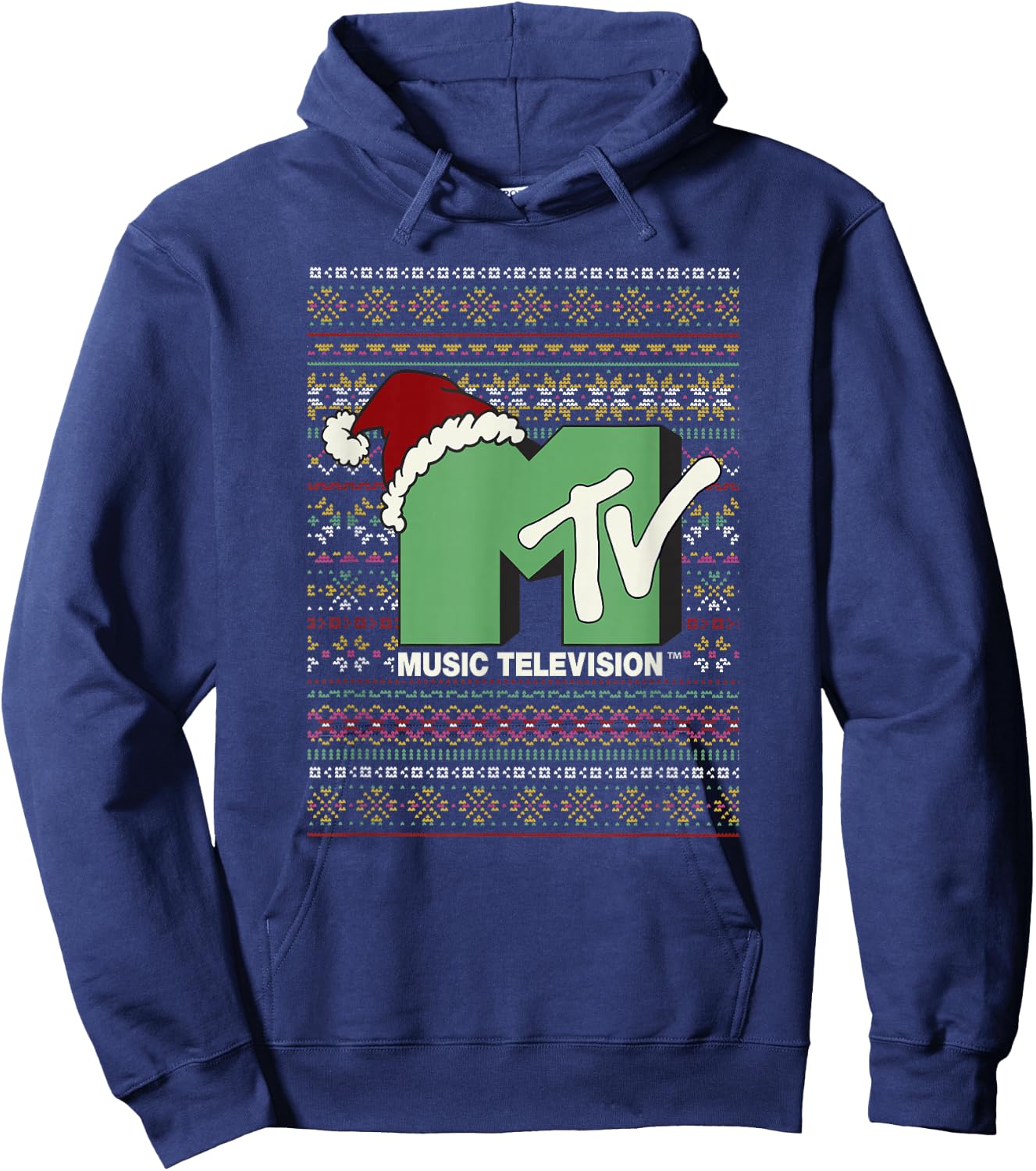 MTV Christmas Ugly Sweater Logo Hoodie - Hoodie | Navy