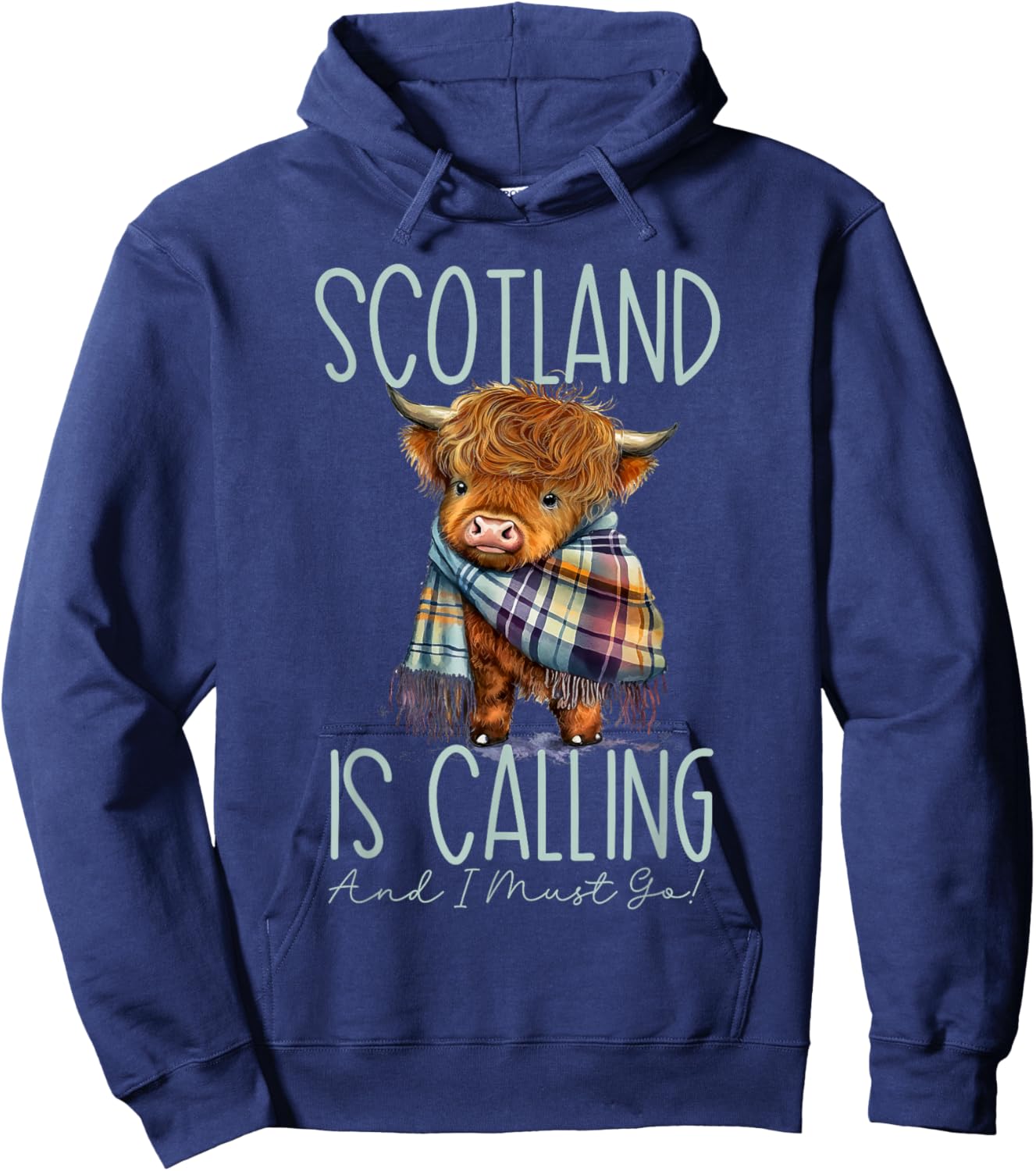 Scotland is Calling and I Must Go! Highland Cow Hoodie - Hoodie | Navy