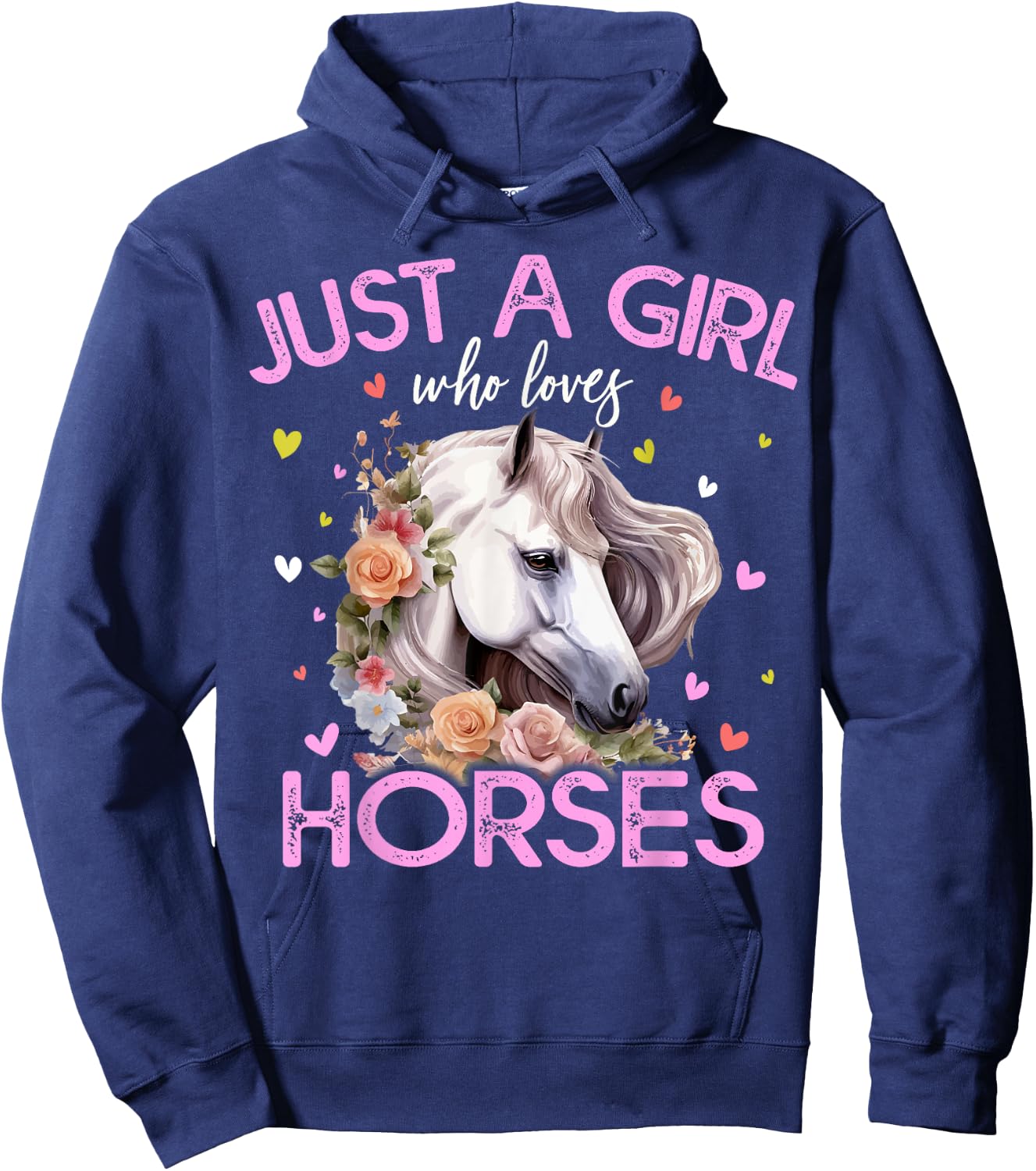 Just A Girl Who Loves Horses Girls Hoodie - Hoodie | Navy