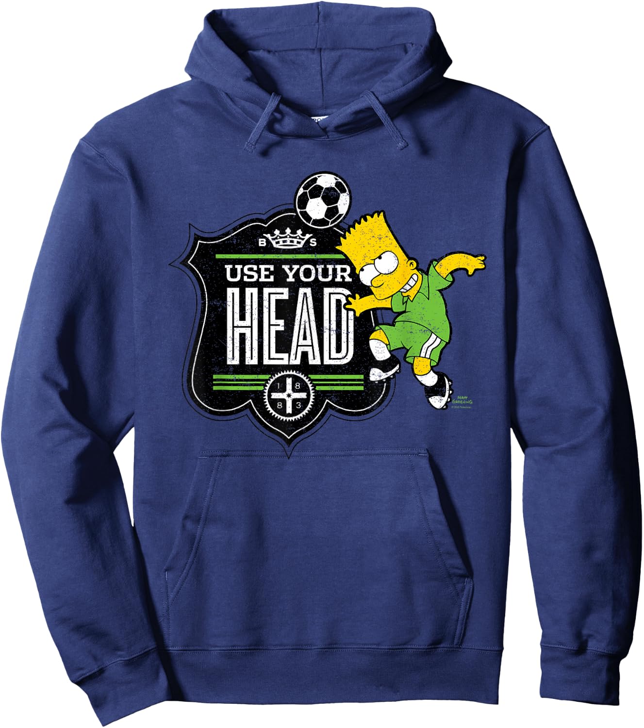 The Simpsons Soccer Bart Simpson Use Your Head Hoodie - Hoodie | Navy