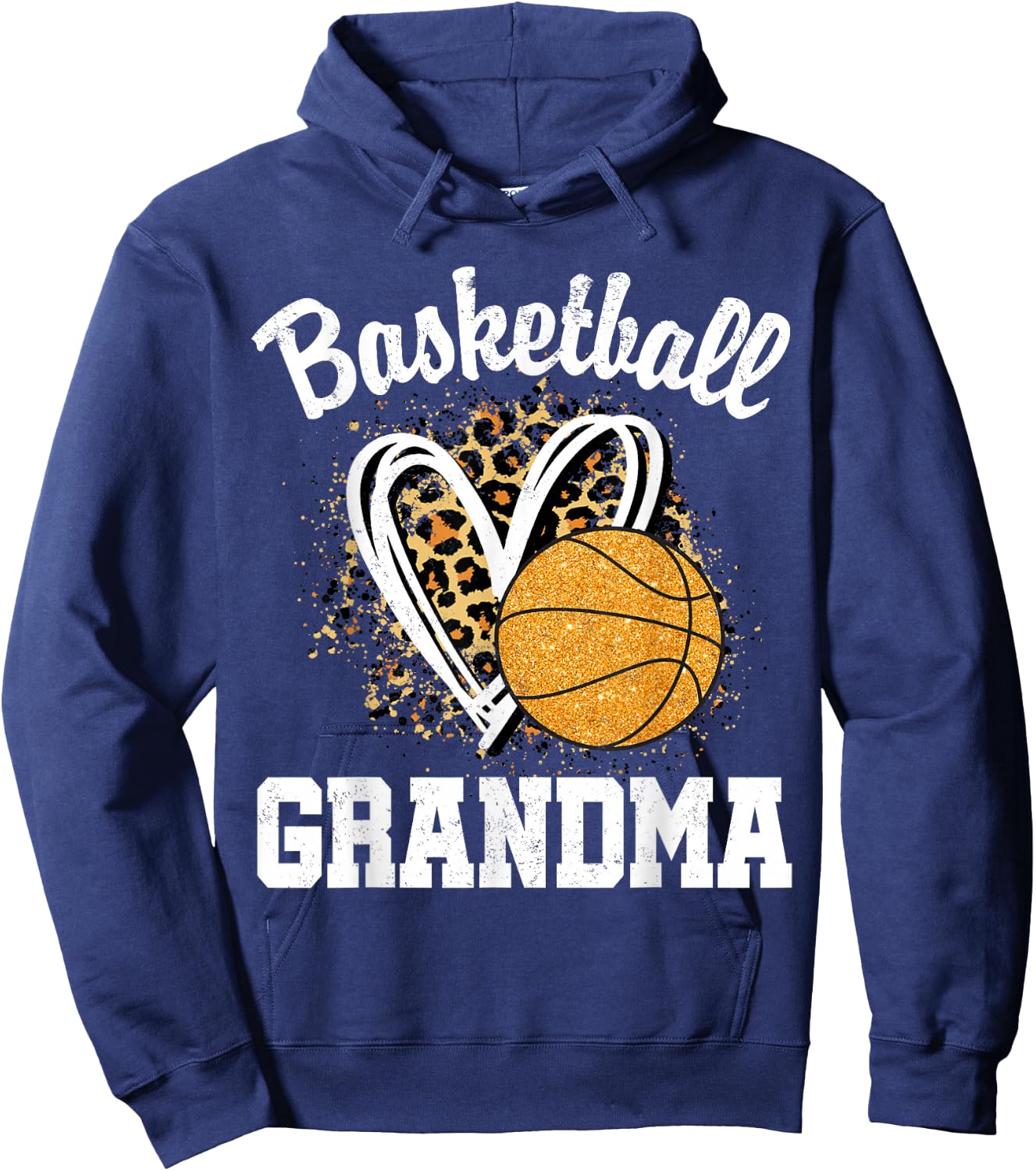 Basketball Grandma Leopard Heart Hoodie - Hoodie | Navy