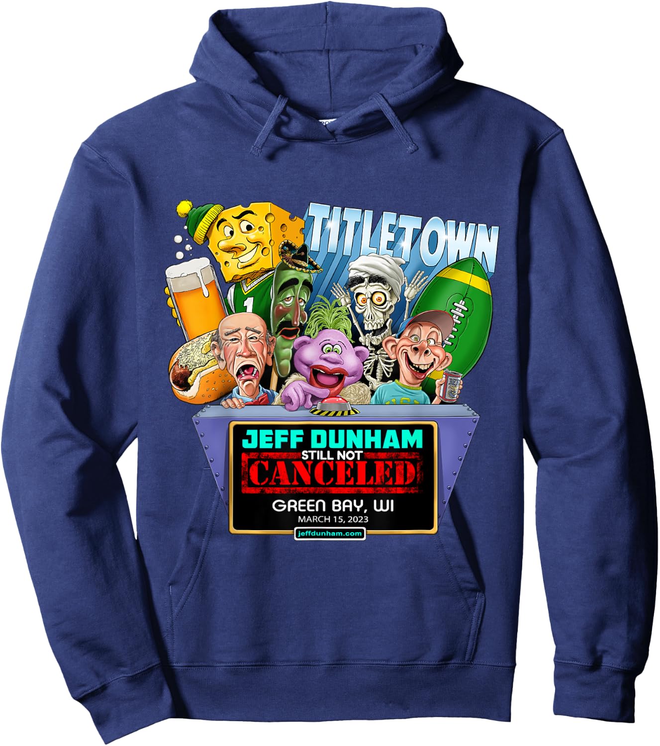 Jeff Dunham Green Bay, WI (2023) Hoodie - Hoodie | Navy