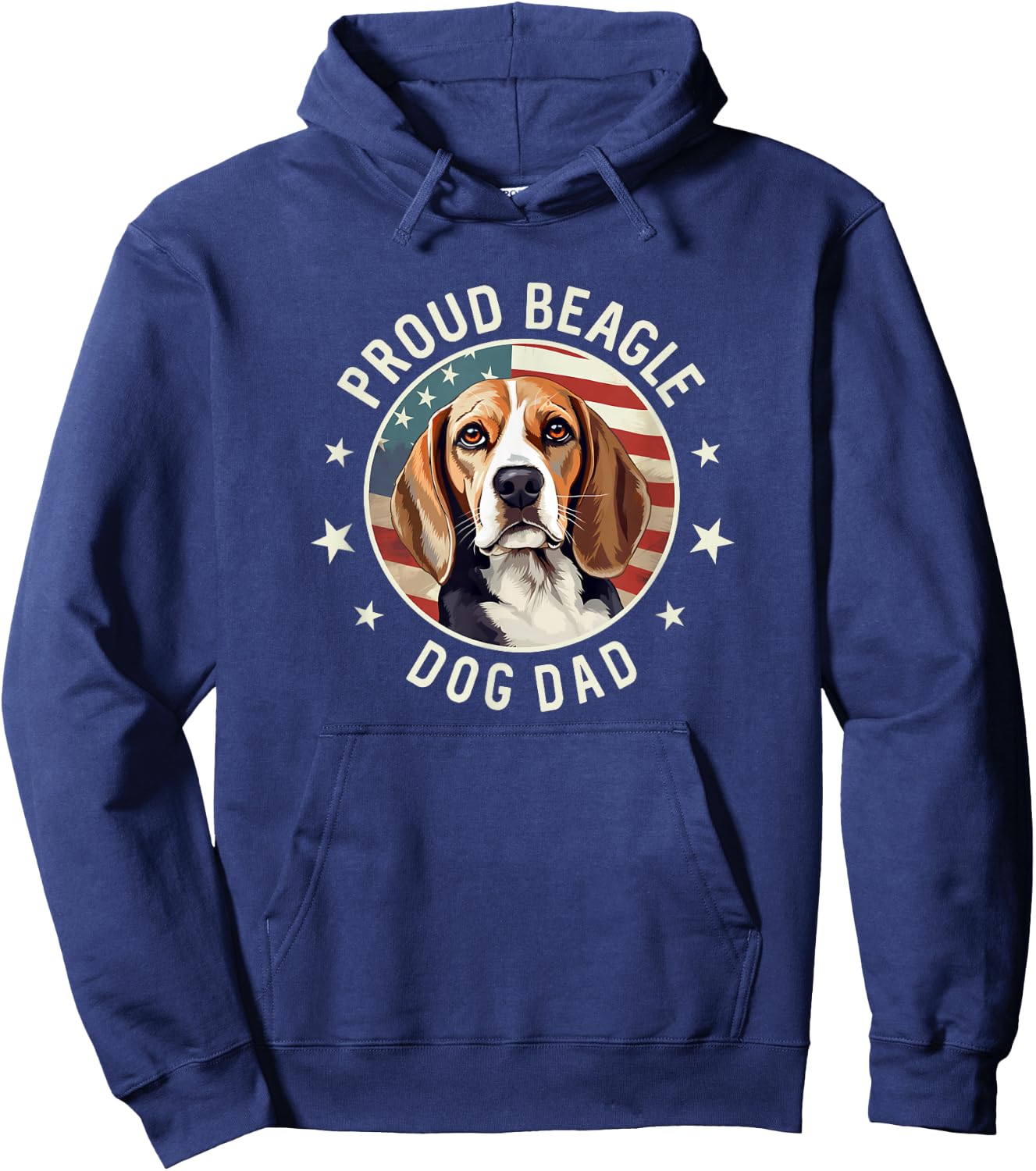 Beagle Gifts American Flag Proud Beagle Dog Dad Hoodie - Hoodie | Navy