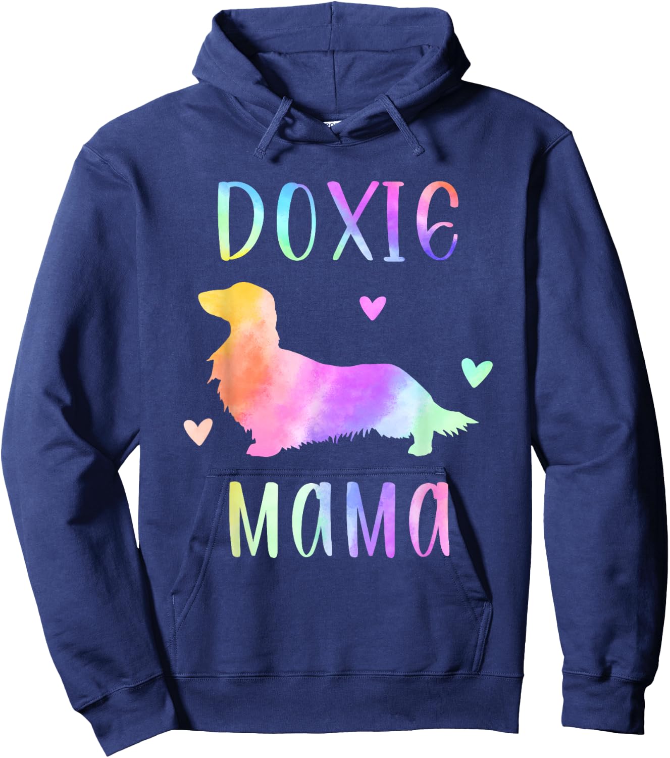 Doxie Mama Dachshund Mom Rainbow Watercolor Hoodie - Hoodie | Navy