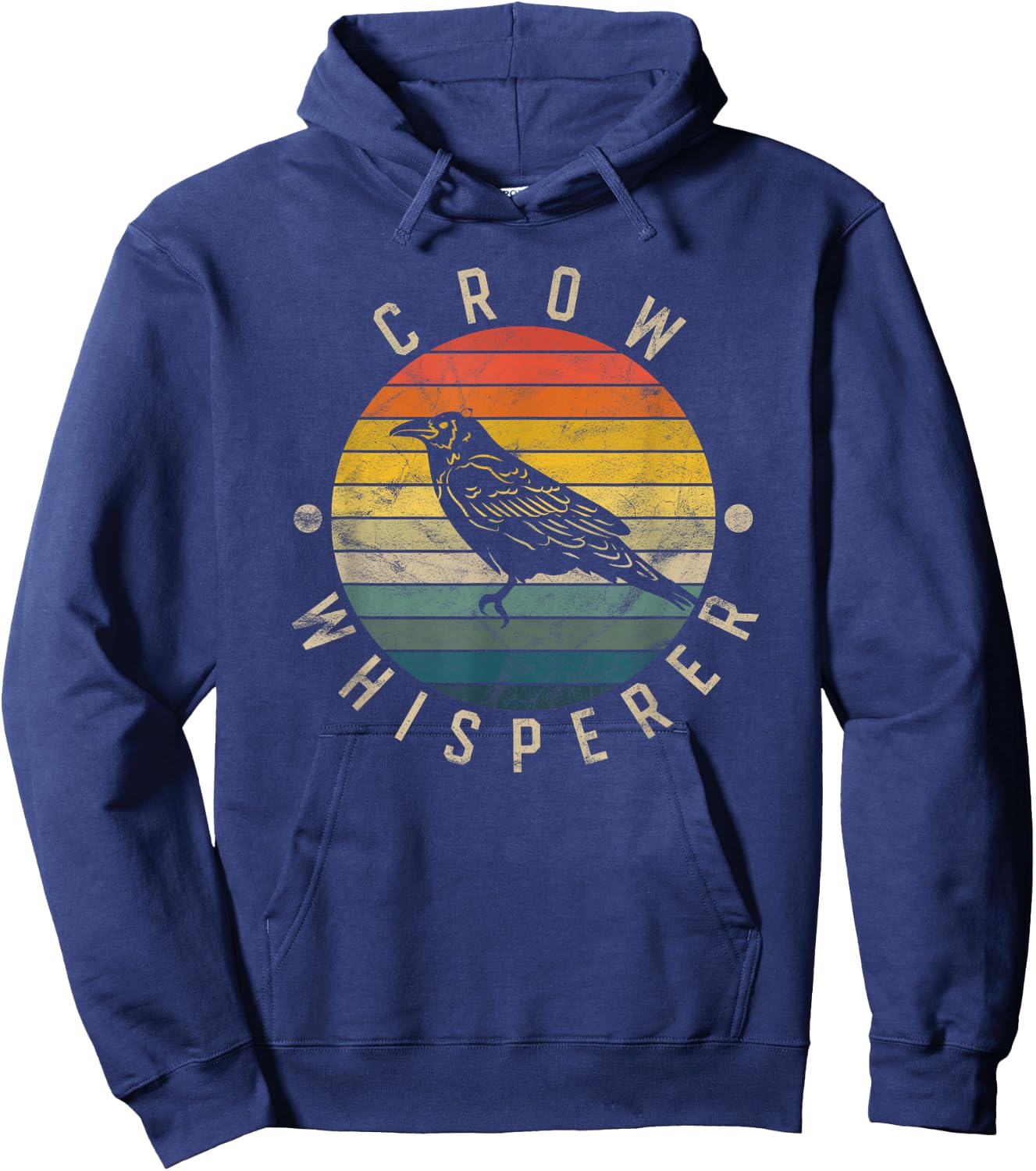 Crow Whisperer Vintage Sunset Cute Raven Hoodie - Hoodie | Navy