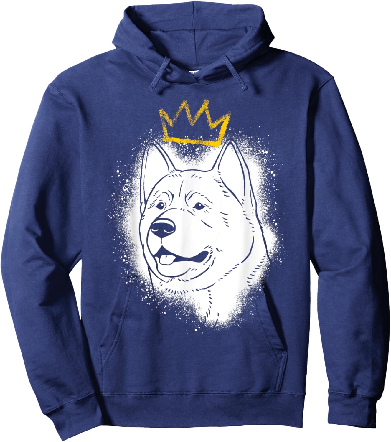 Akita with Crown Hoodie - Hoodie | Navy