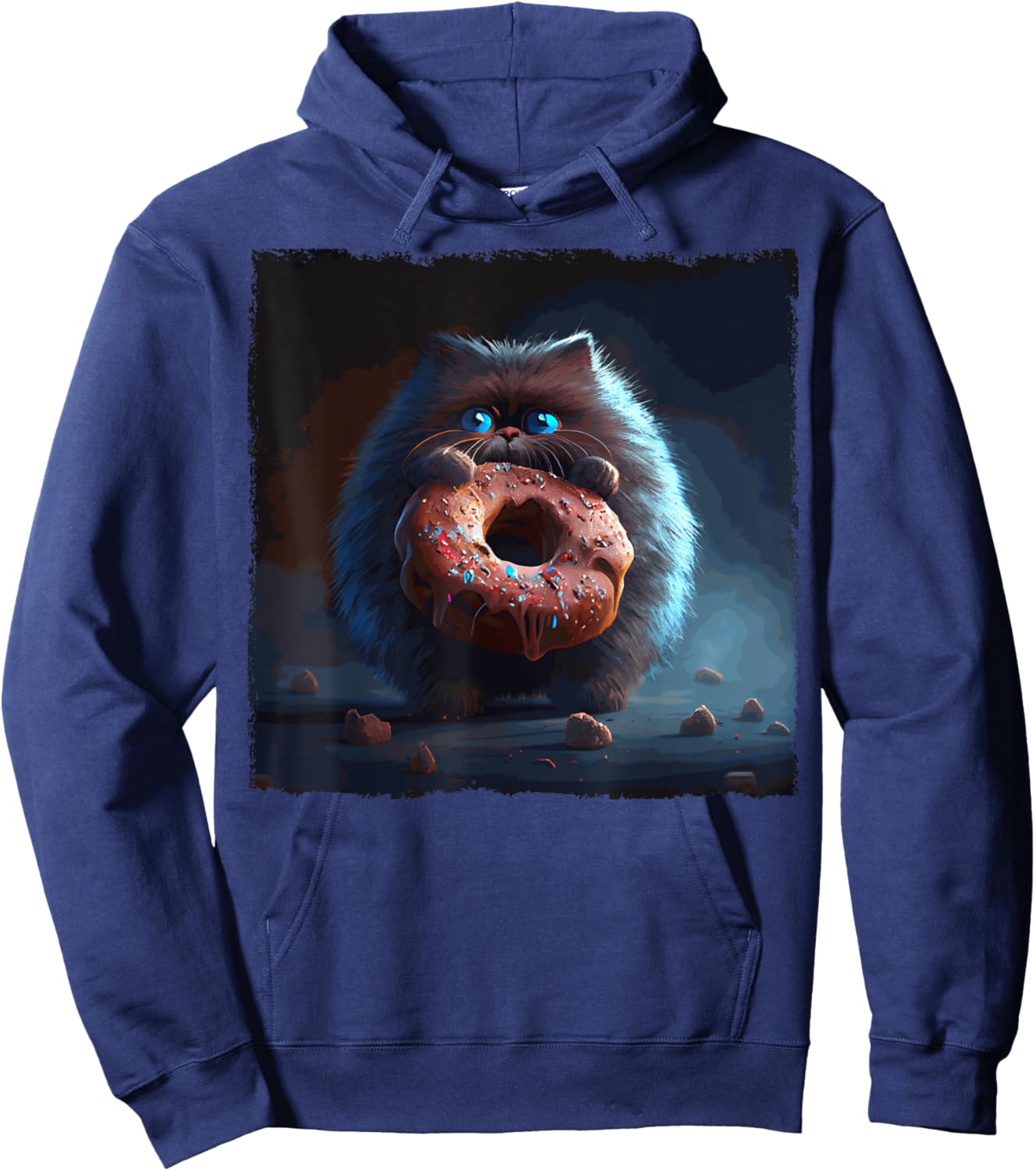 Funny Cat Bigfoot Donut Women Kids Hoodie - Hoodie | Navy