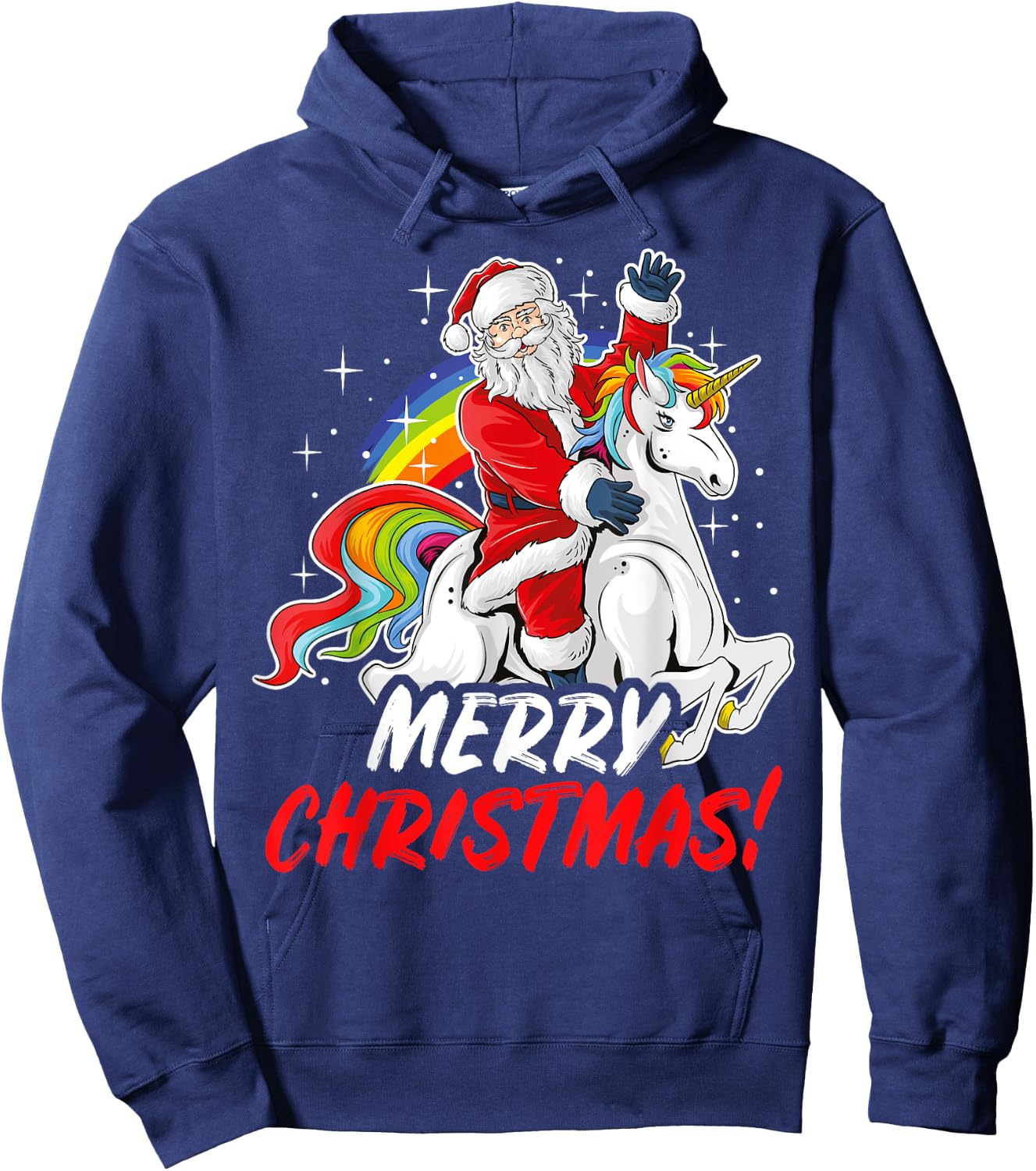 Unicorn Santa Claus Christmas Holiday Hoodie - Hoodie | Navy