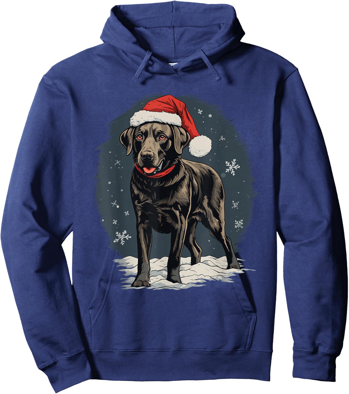 Black Labrador Christmas Santa Hat Xmas Pajama Hoodie - Hoodie | Navy