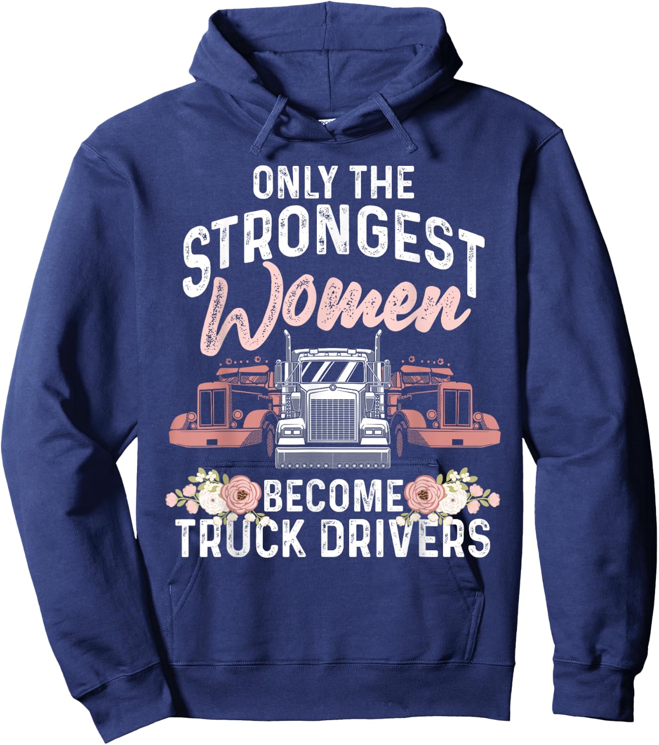 Funny Female Truck Driver Design Girls Trucking Hoodie - Hoodie | Navy