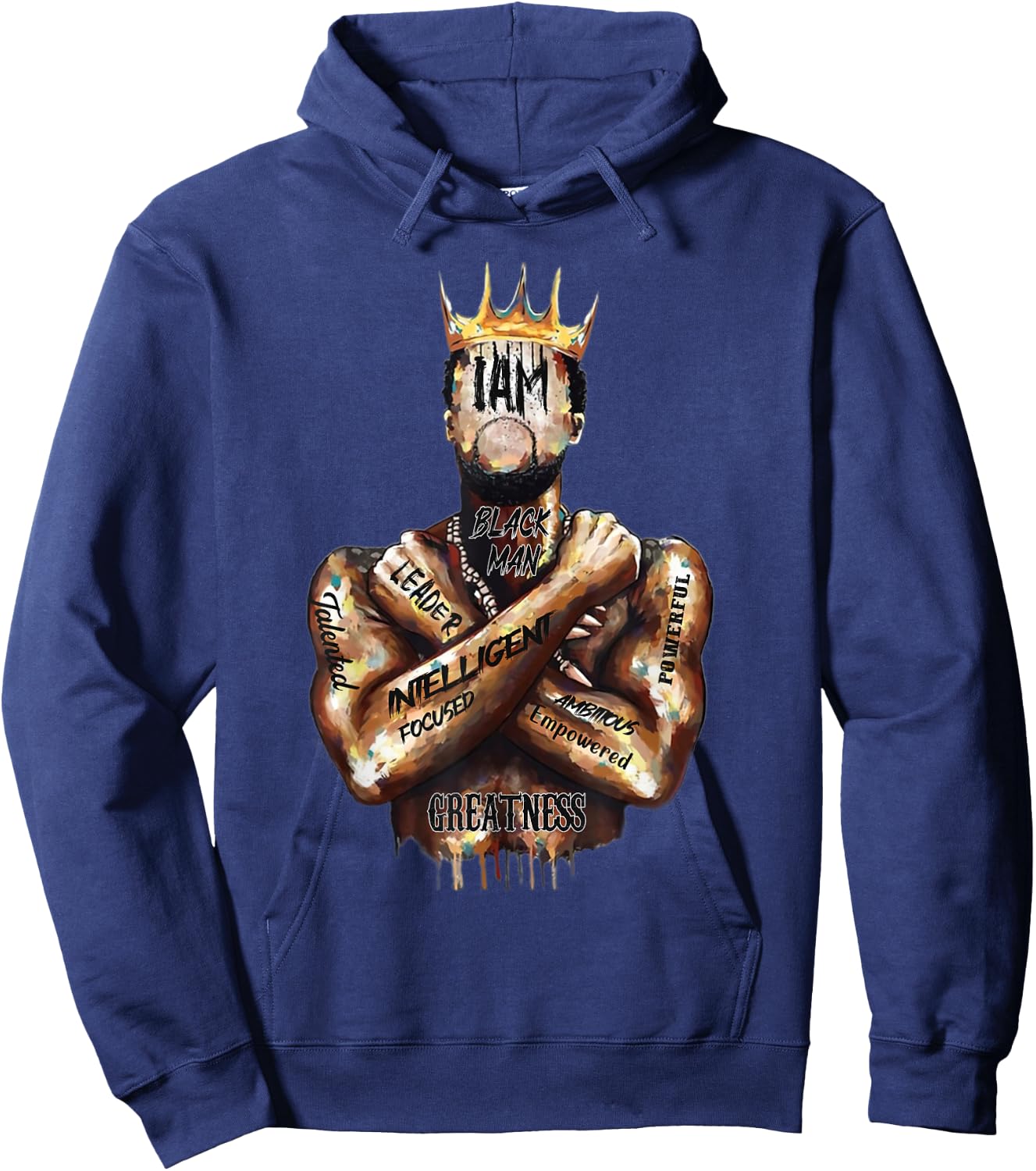 I Am Black Man King Powerful Dad Afro Melanin Hoodie - Hoodie | Navy