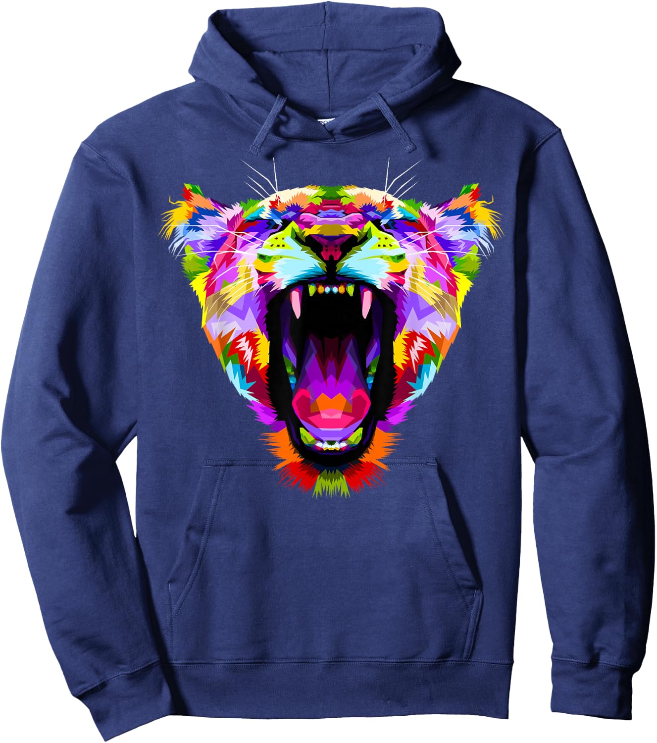 Colourful Angry Lioness Portrait Funny Big Cat Hoodie - Hoodie | Navy