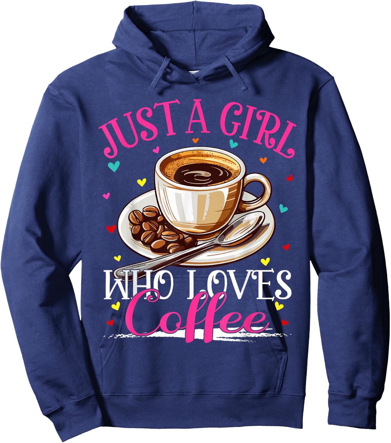 Just A Girl Who Loves Coffee Girls Hoodie - Hoodie | Navy