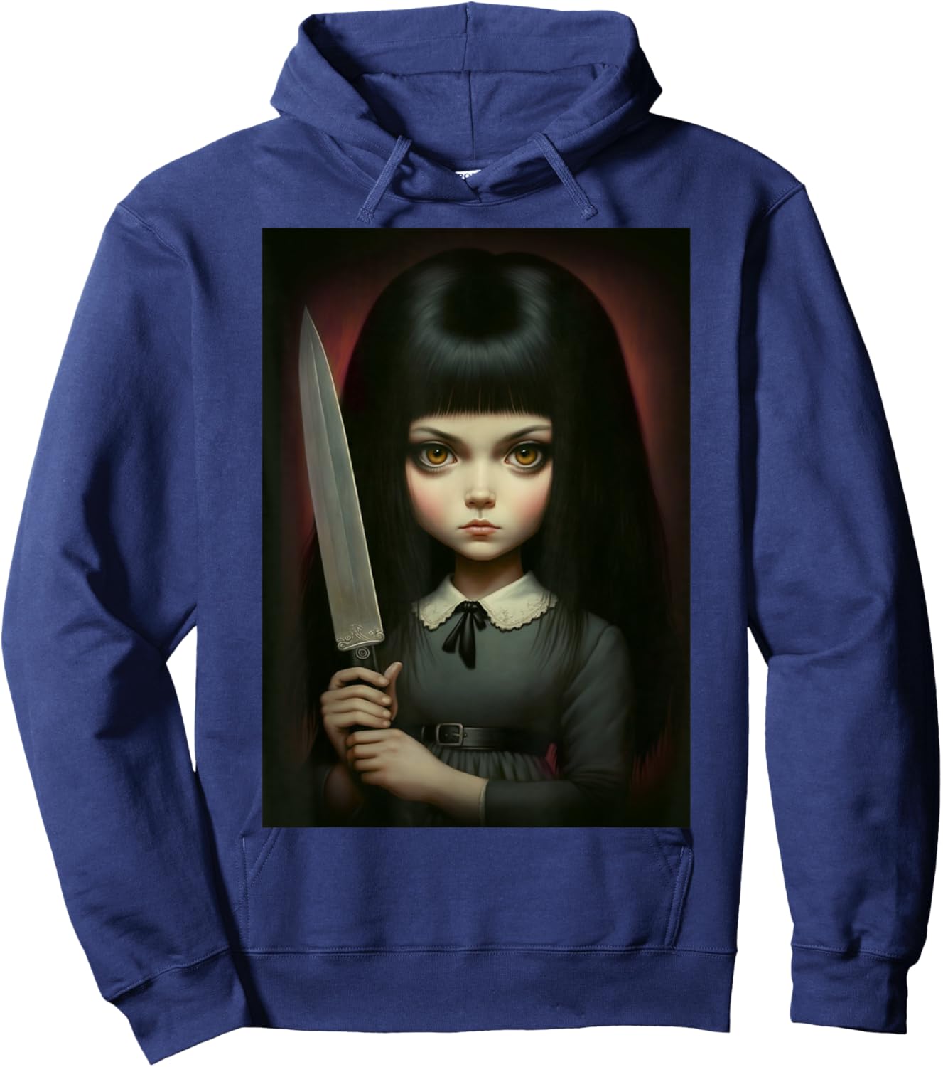 Last Gasp Graphics Sinister Girl Holding Knife Hoodie - Hoodie | Navy