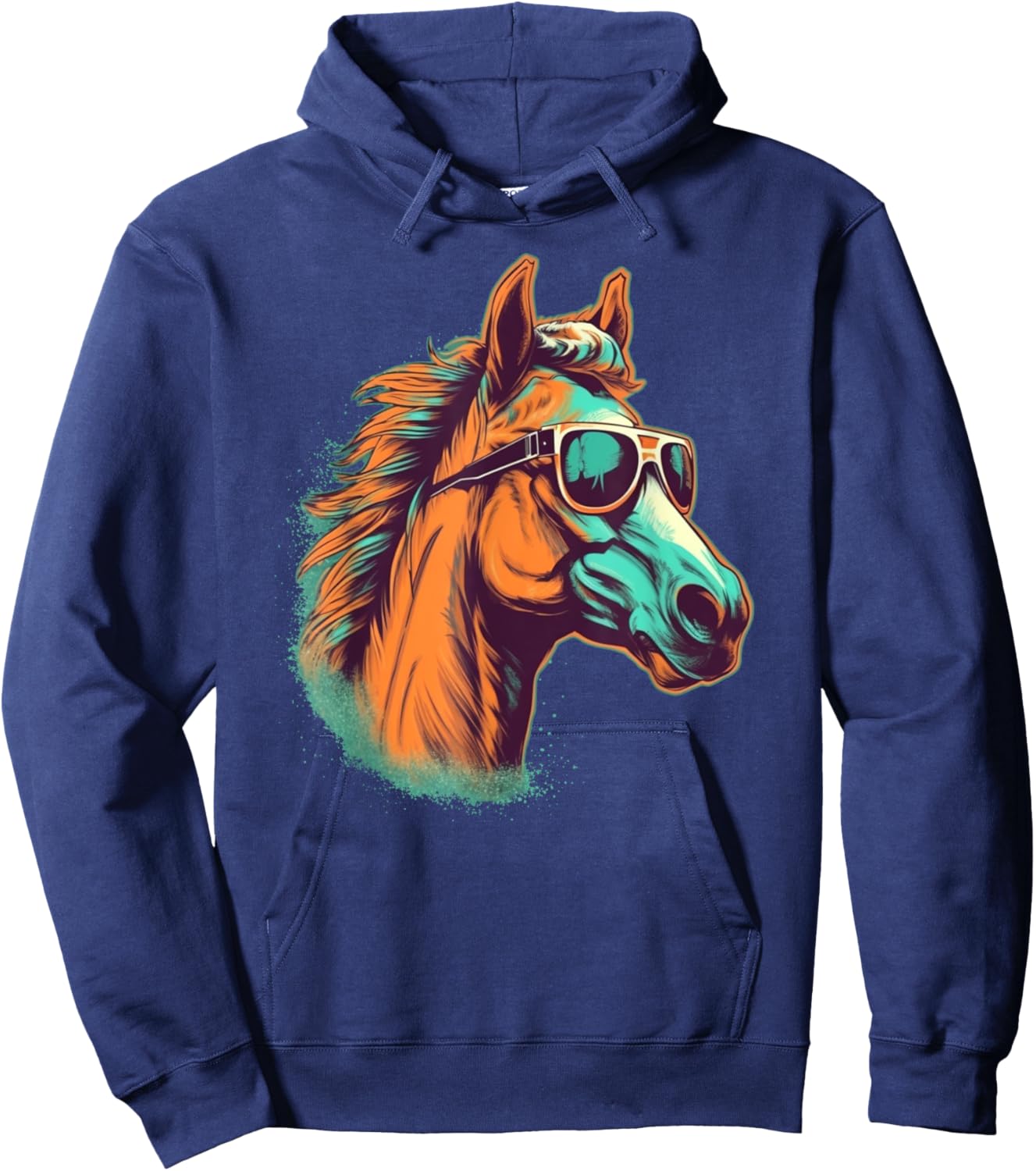 Funny looking Horse Face with Sunglasses Hoodie - Hoodie | Navy