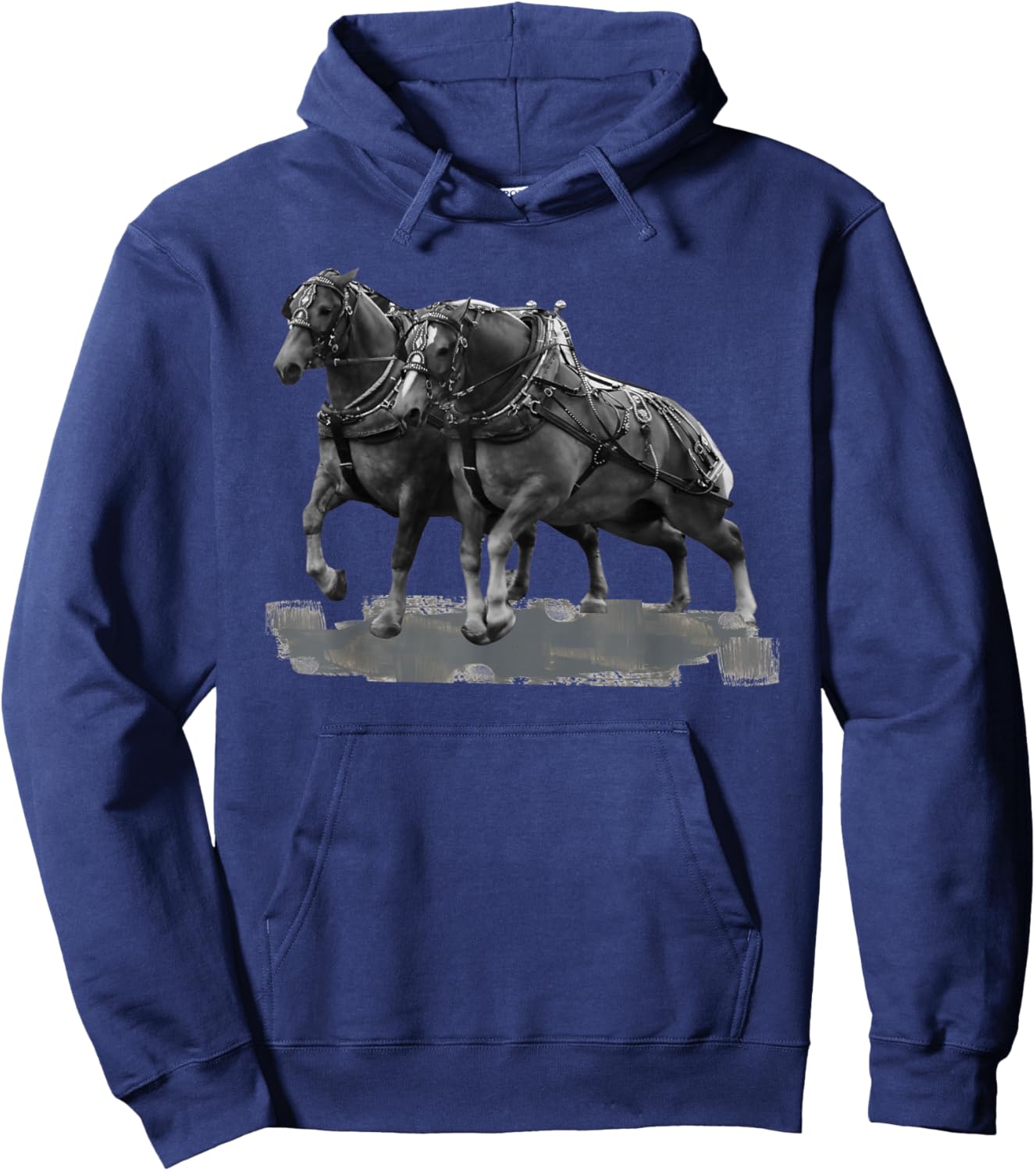 Draft Horse Pulling: Belgians Mid-Pull Hoodie - Hoodie | Navy