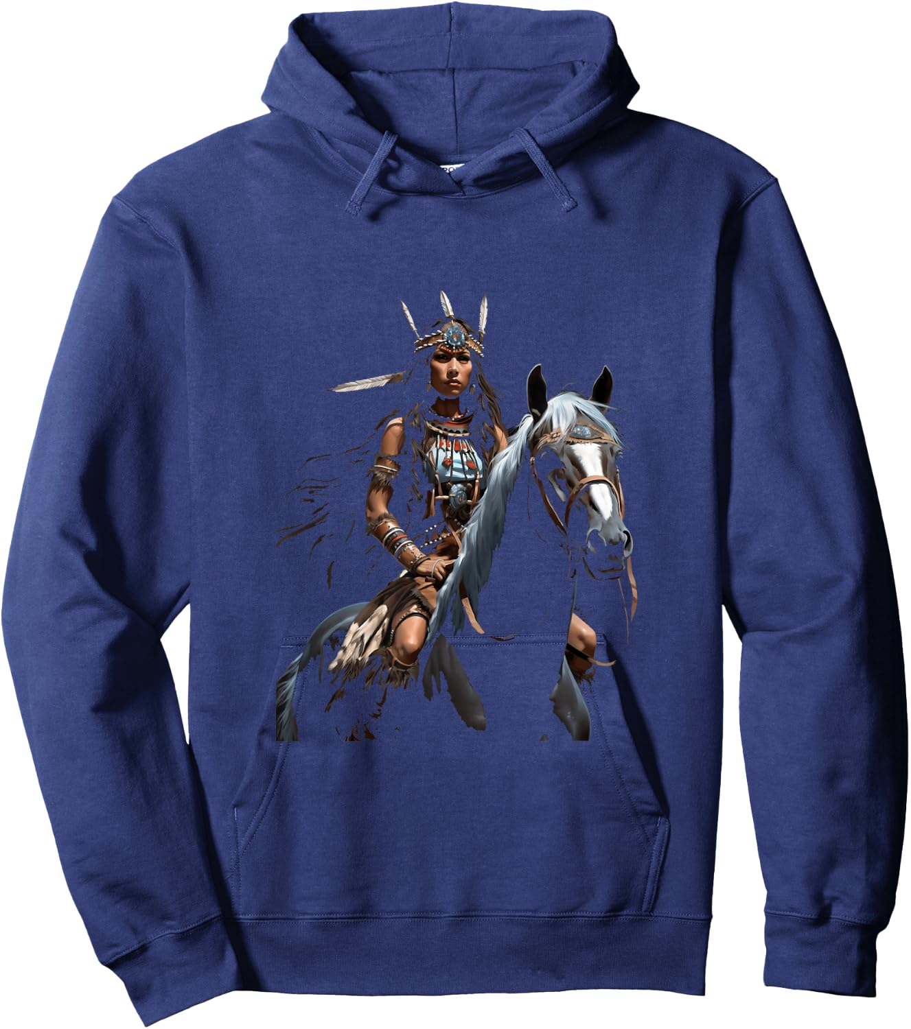 American Indian Warrior Horse Hoodie - Hoodie | Navy