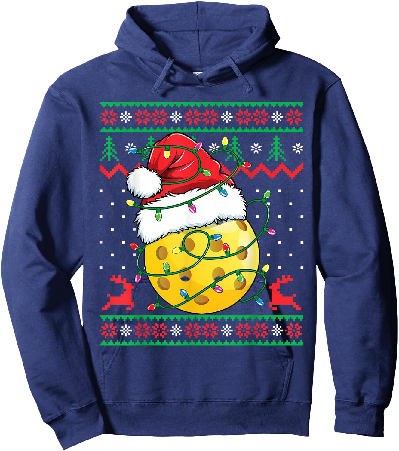 Funny Pickleball Ugly Christmas Sweater Xmas Hoodie - Hoodie | Navy
