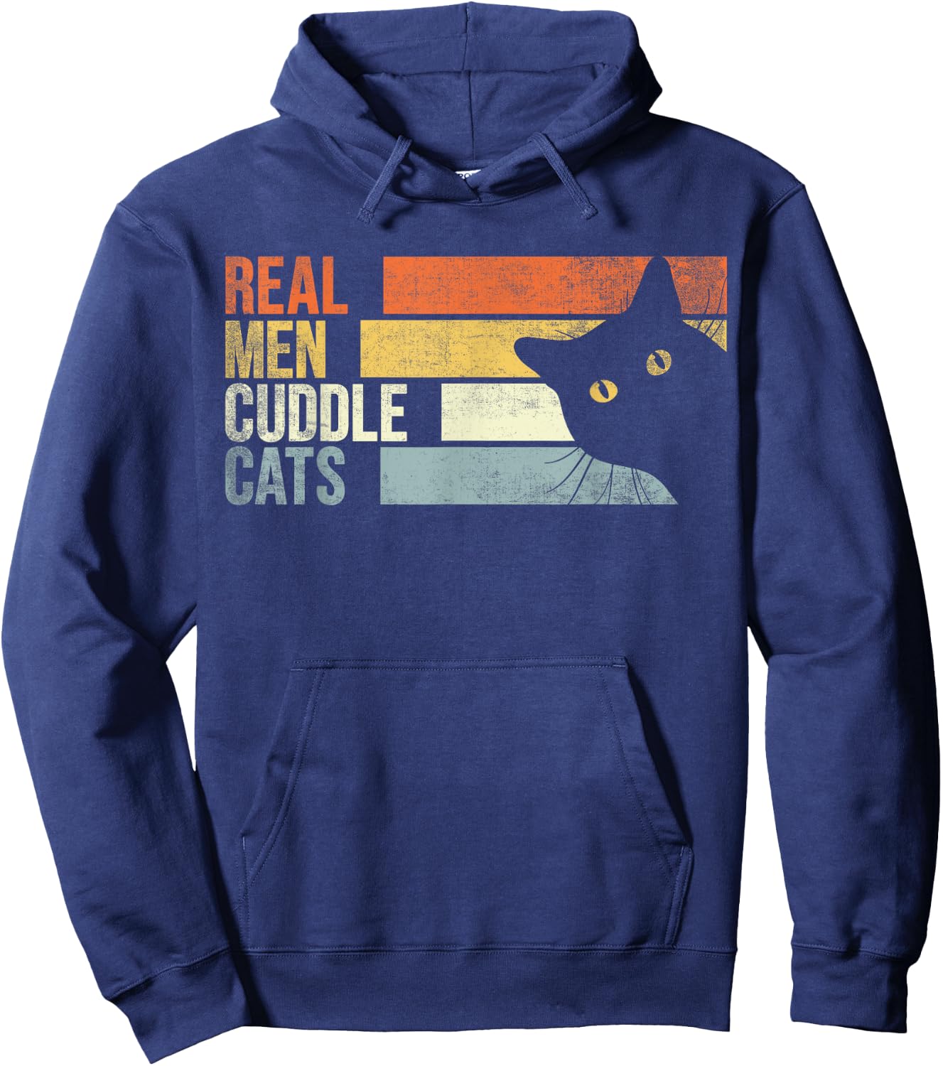 Real Men Cuddle Cats. Funny cats lover Hoodie - Hoodie | Navy