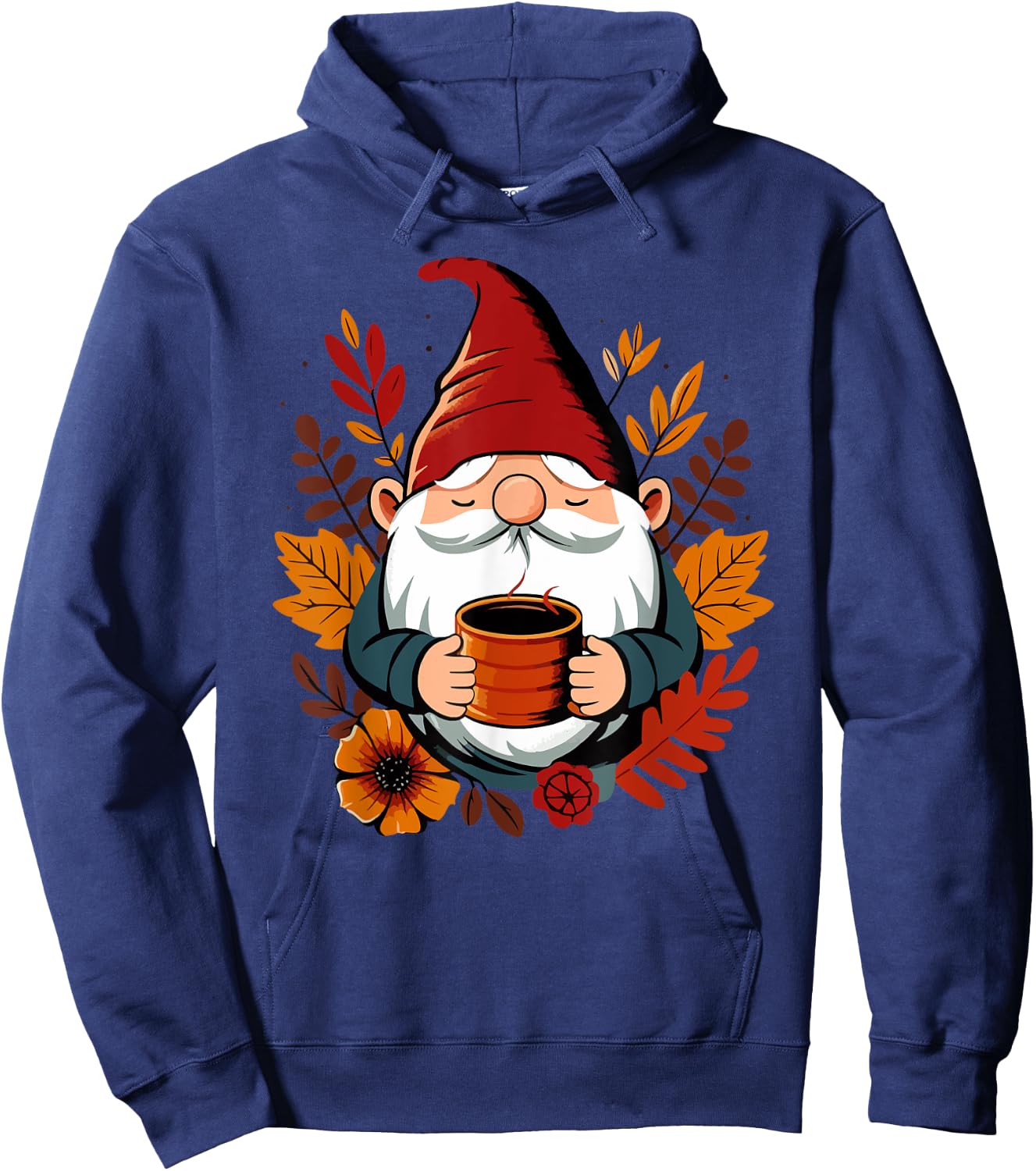 Fall Gnome with coffee cup Hoodie - Hoodie | Navy