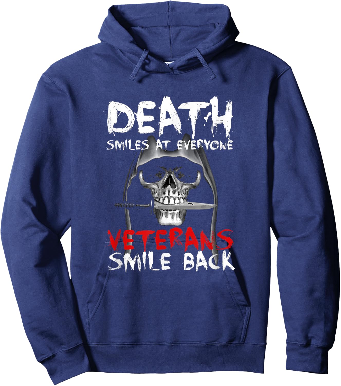 Death Smiles at everyone, veterans smile back Hoodie - Hoodie | Navy