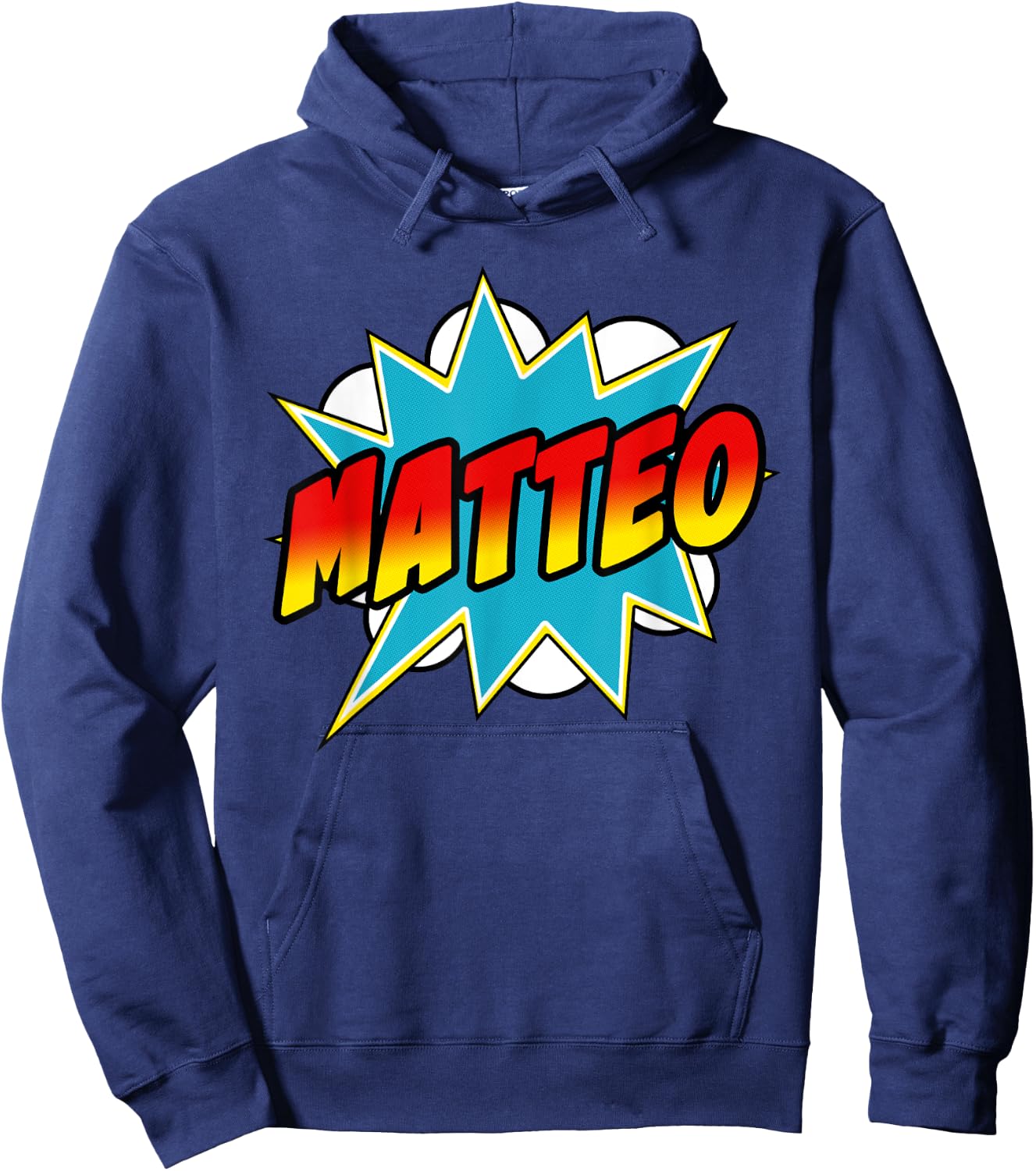 Matteo Name Superhero Retro Comic Hoodie - Hoodie | Navy