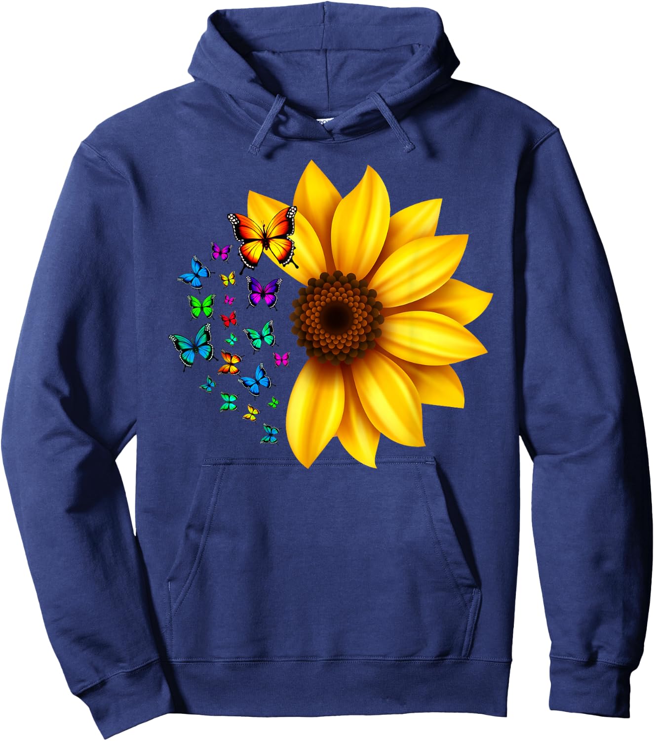 Sunflower Butterflies Design Hoodie - Hoodie | Navy