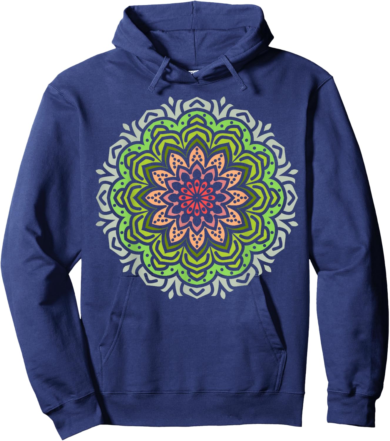 Bold Zen Mandala – Intricate Dot Art Hoodie - Hoodie | Navy