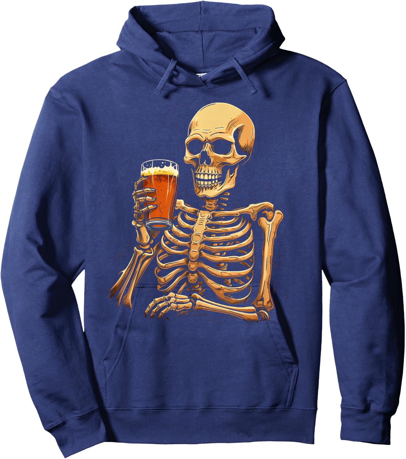 Skeleton Drinking Beer Hoodie - Hoodie | Navy