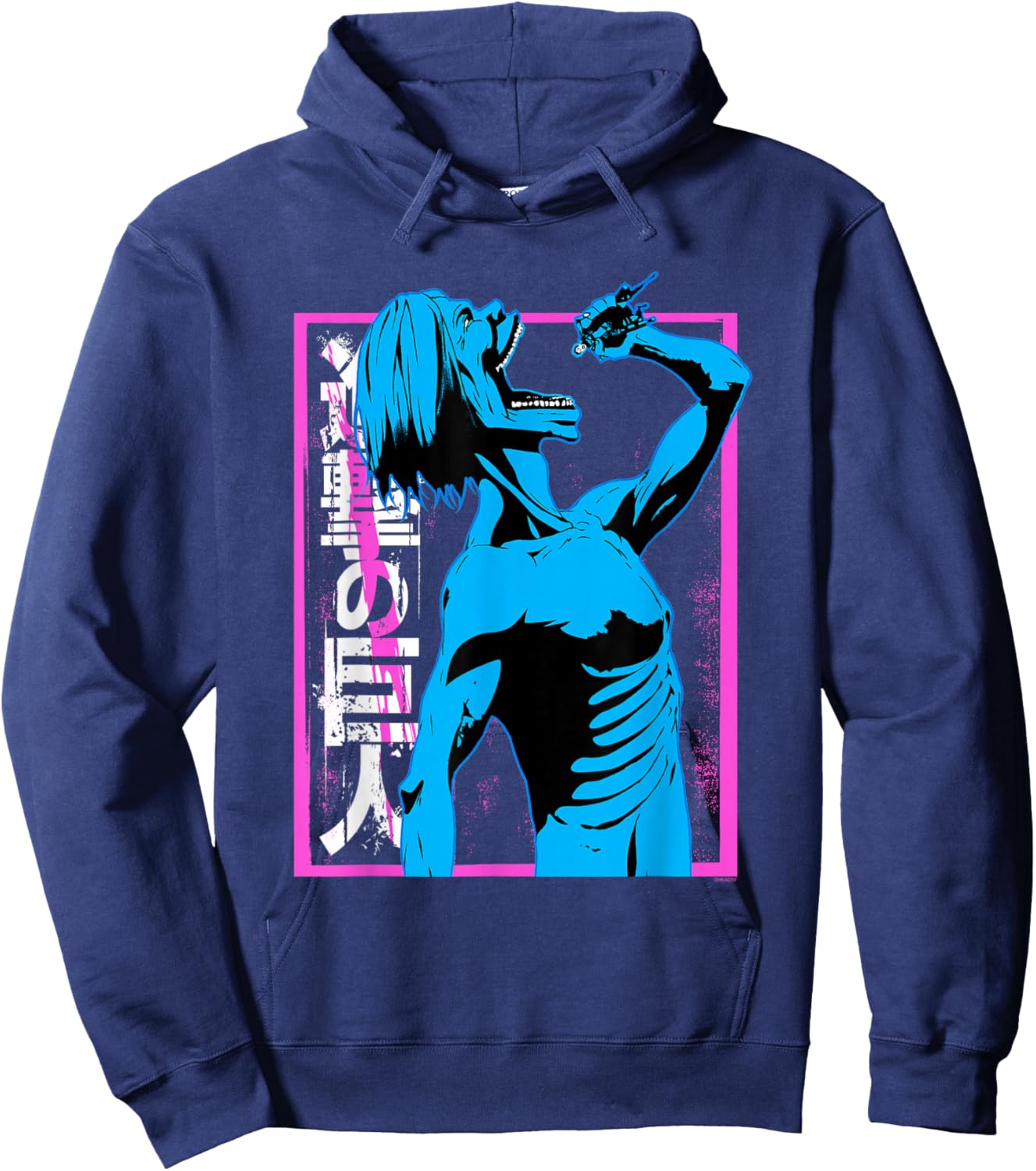 Attack on Titan Colorful Titan Eating Anime Hoodie - Hoodie | Navy