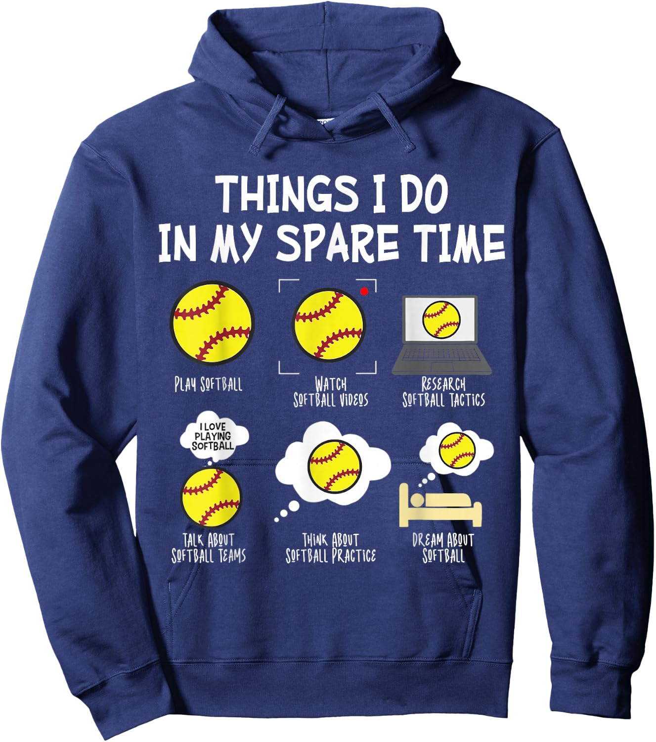 Softball Things I Do in My Spare Time Hoodie - Hoodie | Navy