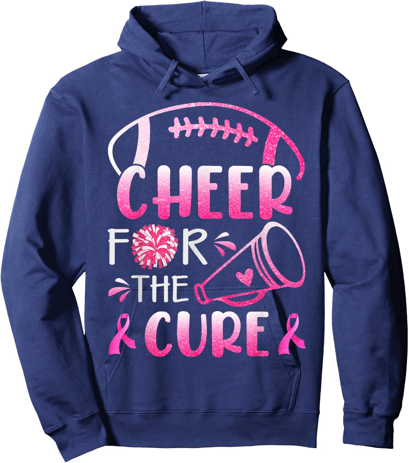 Breast Cancer Awareness Cheer For The Cure Hoodie - Hoodie | Navy